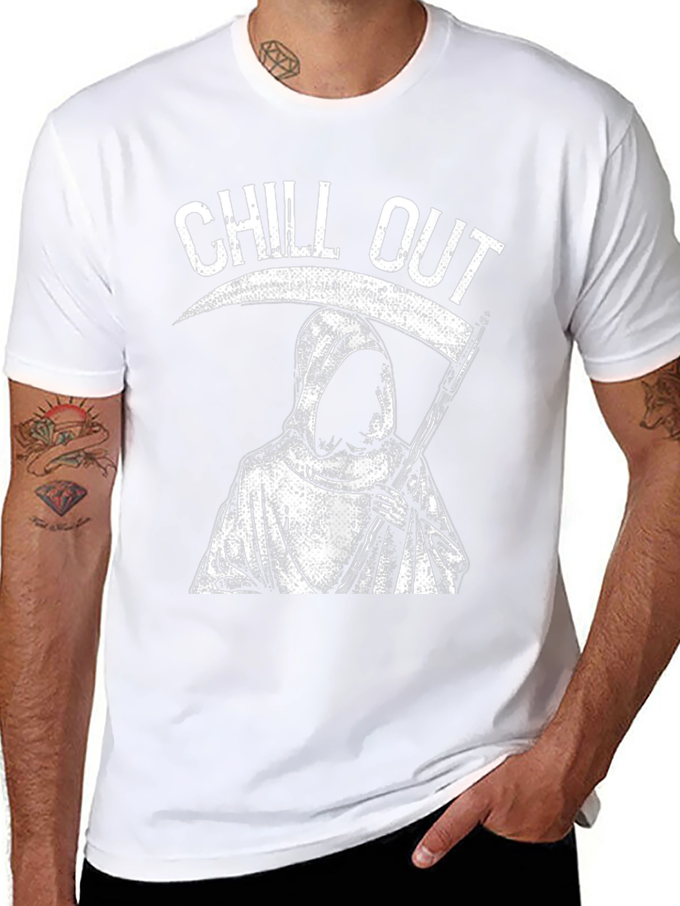 Black Chill Out Grim Reaper T-Shirt - Black view 8