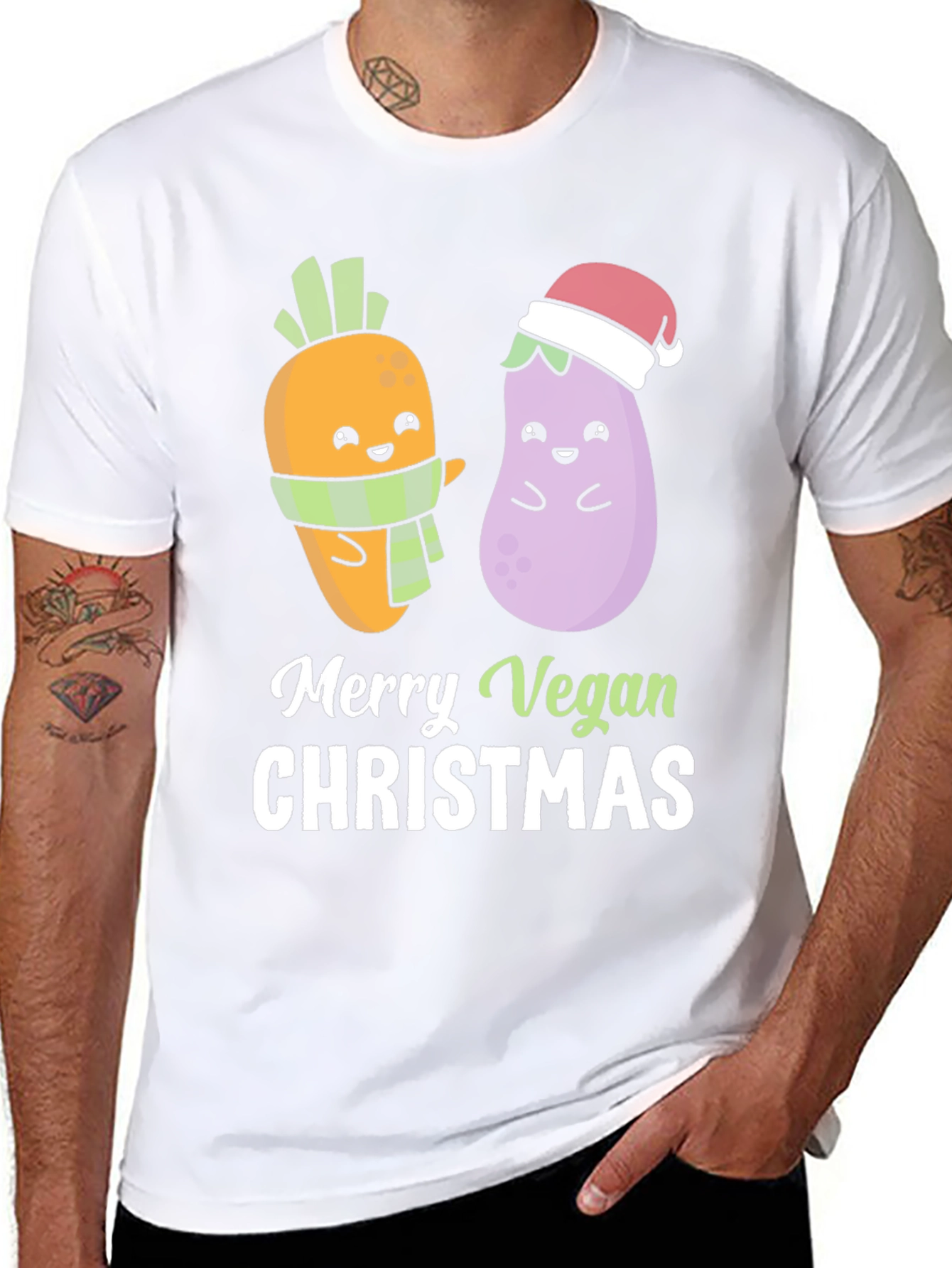 Merry Vegan Christmas T-Shirt - Cute Holiday Tee - 8