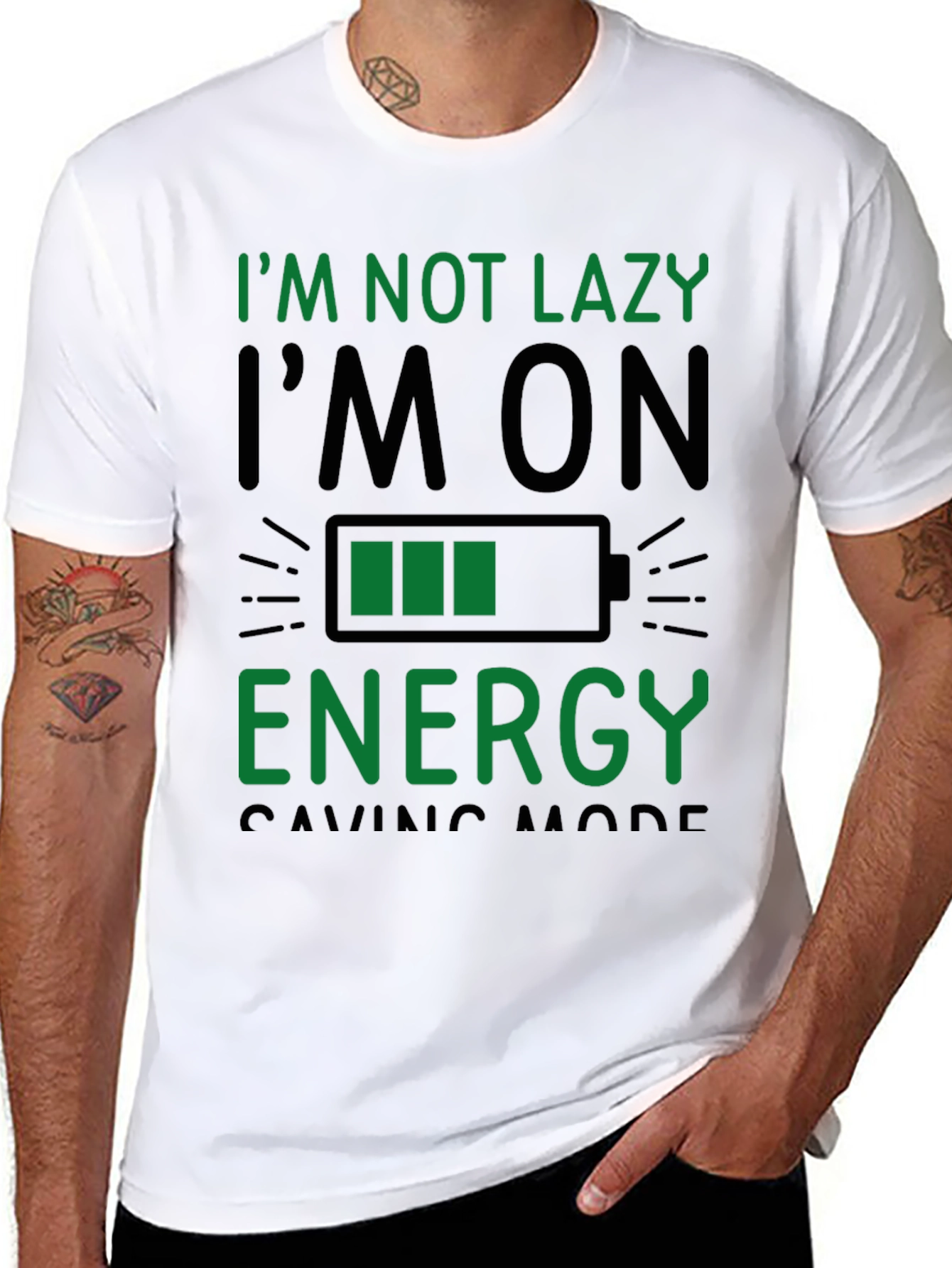 Black Funny Energy Saving Mode Black T-Shirt view 8