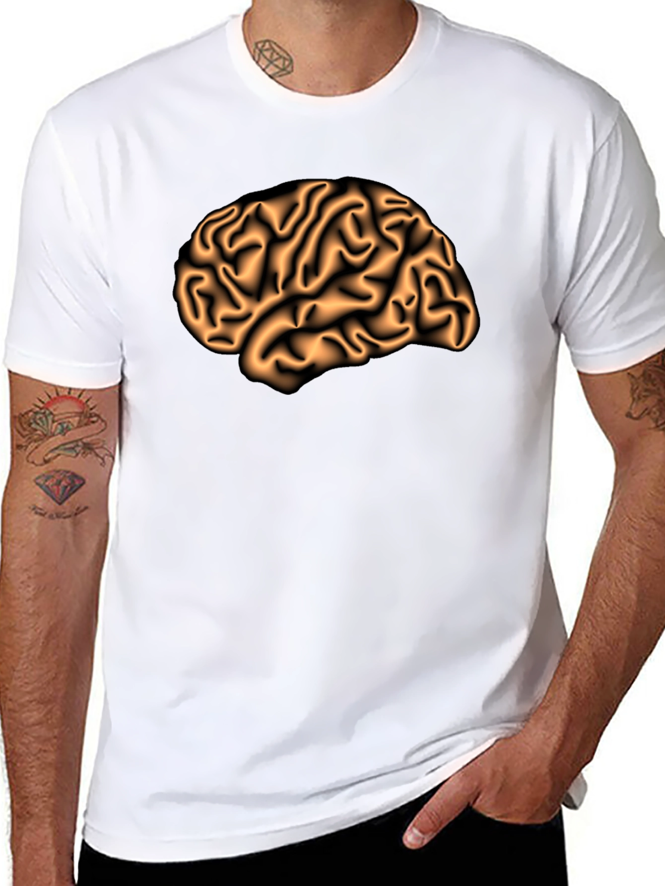 Black Brain Graphic Print Black T-Shirt view 8