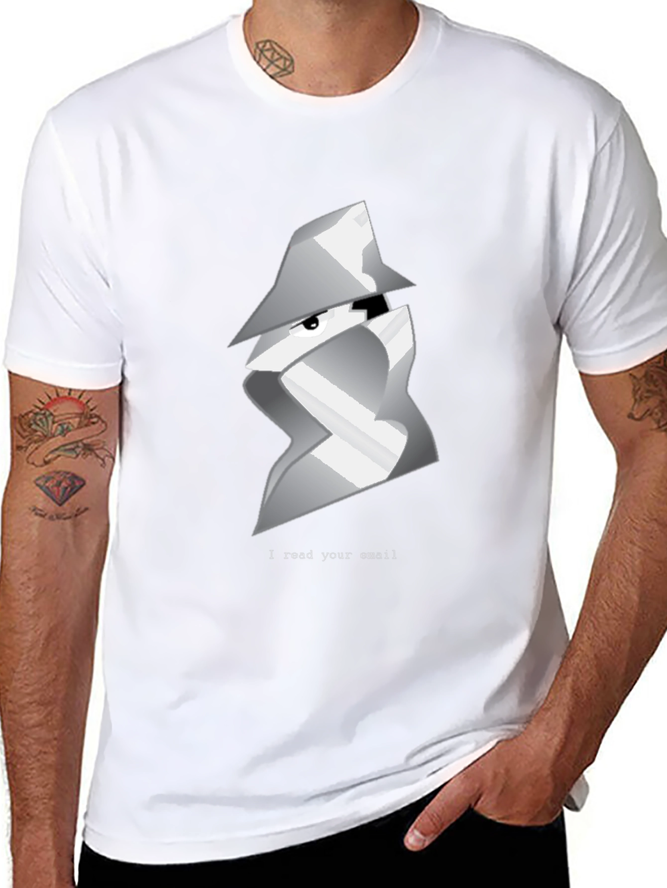 Black Spy Email Reader Graphic T-Shirt - Black view 8