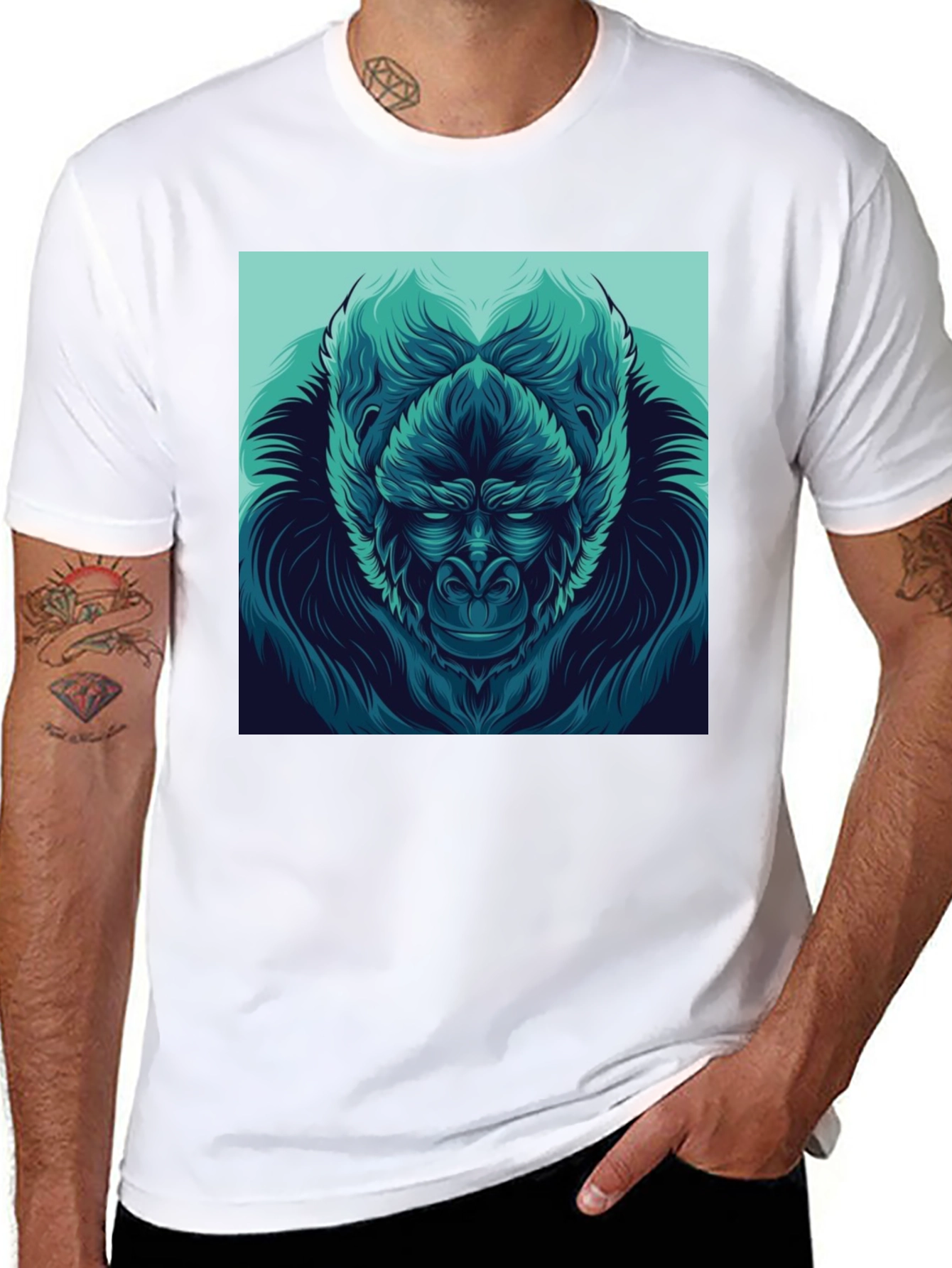 Black Gorilla Graphic Print Black T-Shirt view 8