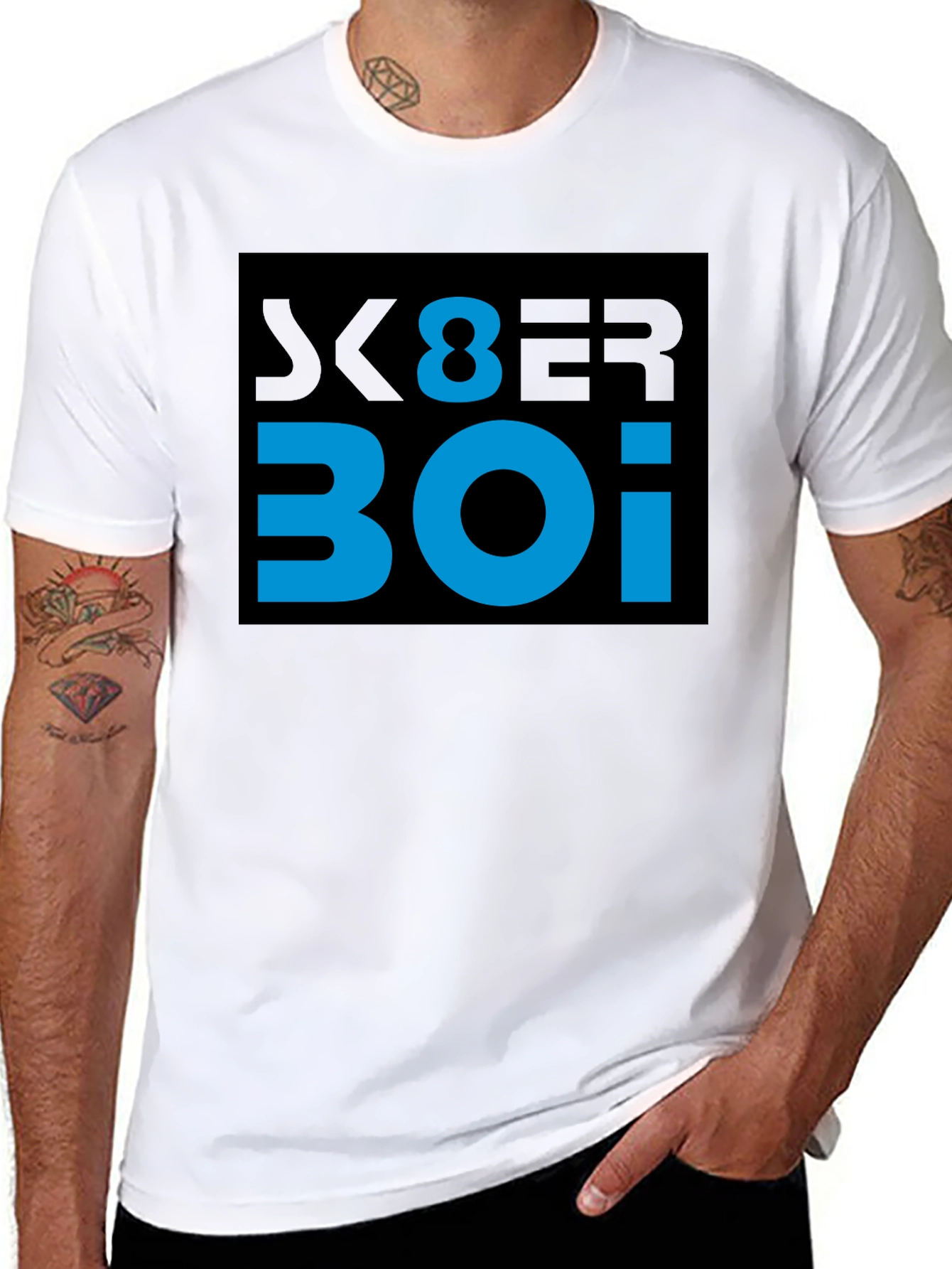 Black Cyber Boi Graphic Tee - Black Cotton T-Shirt view 8