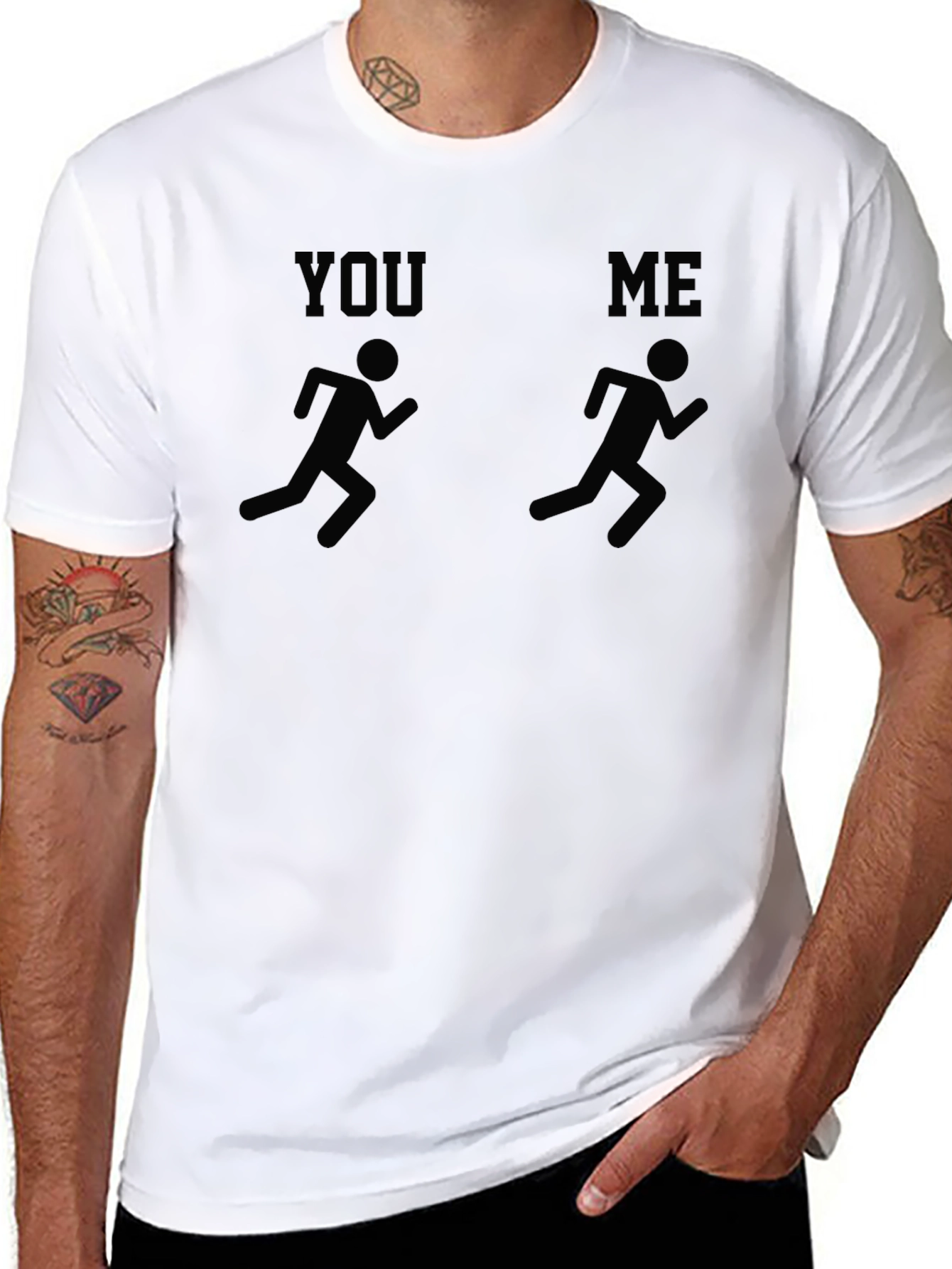 Black You vs Me Running Graphic Tee - Black Cotton Blend view 8