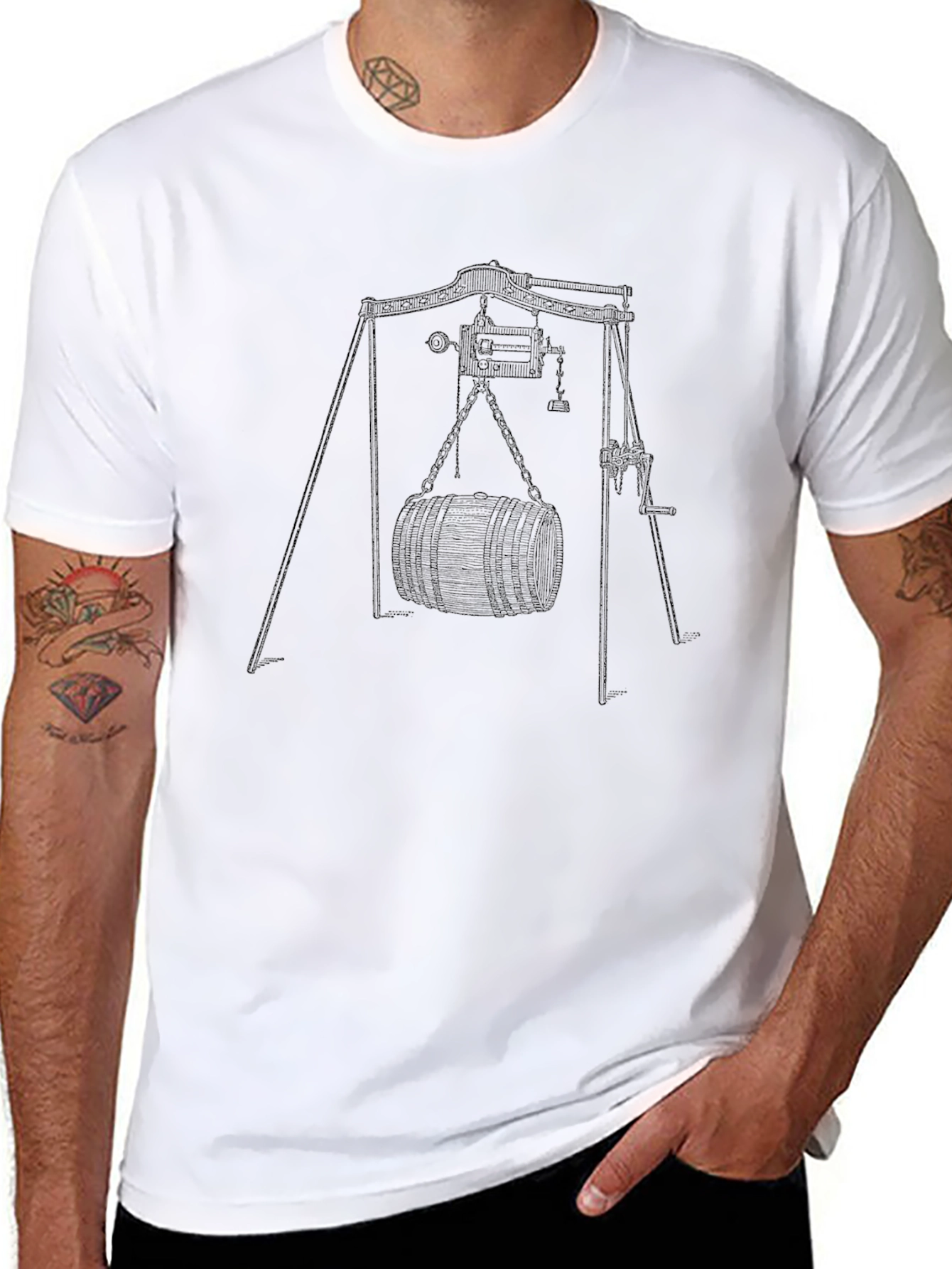 Black Black Graphic Tee - Winch & Barrel Design view 8