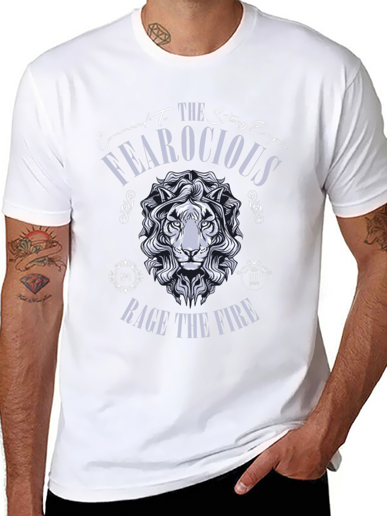 Black Fearocious Lion Graphic Print T-Shirt view 8