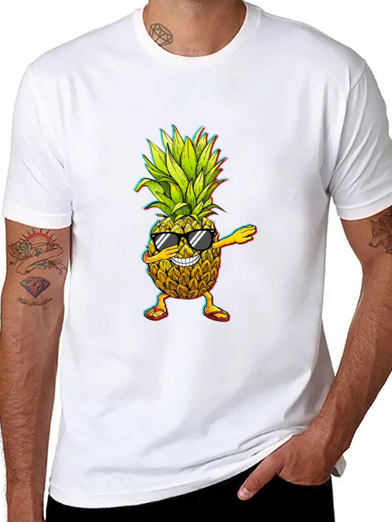 Black Dabbing Pineapple Graphic Tee - Cool Fruit Design! view 8