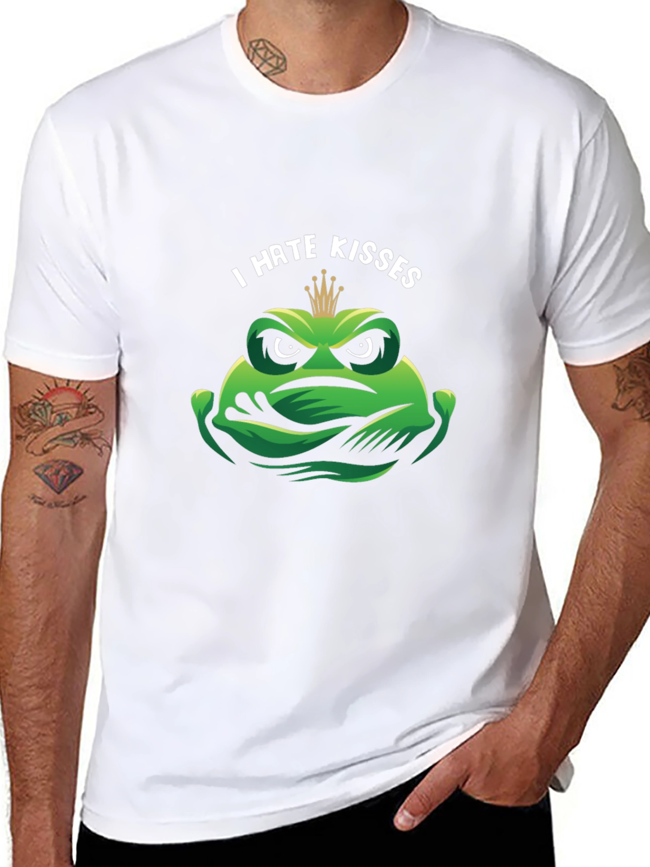 Black I Hate Kisses Frog Graphic T-Shirt view 8