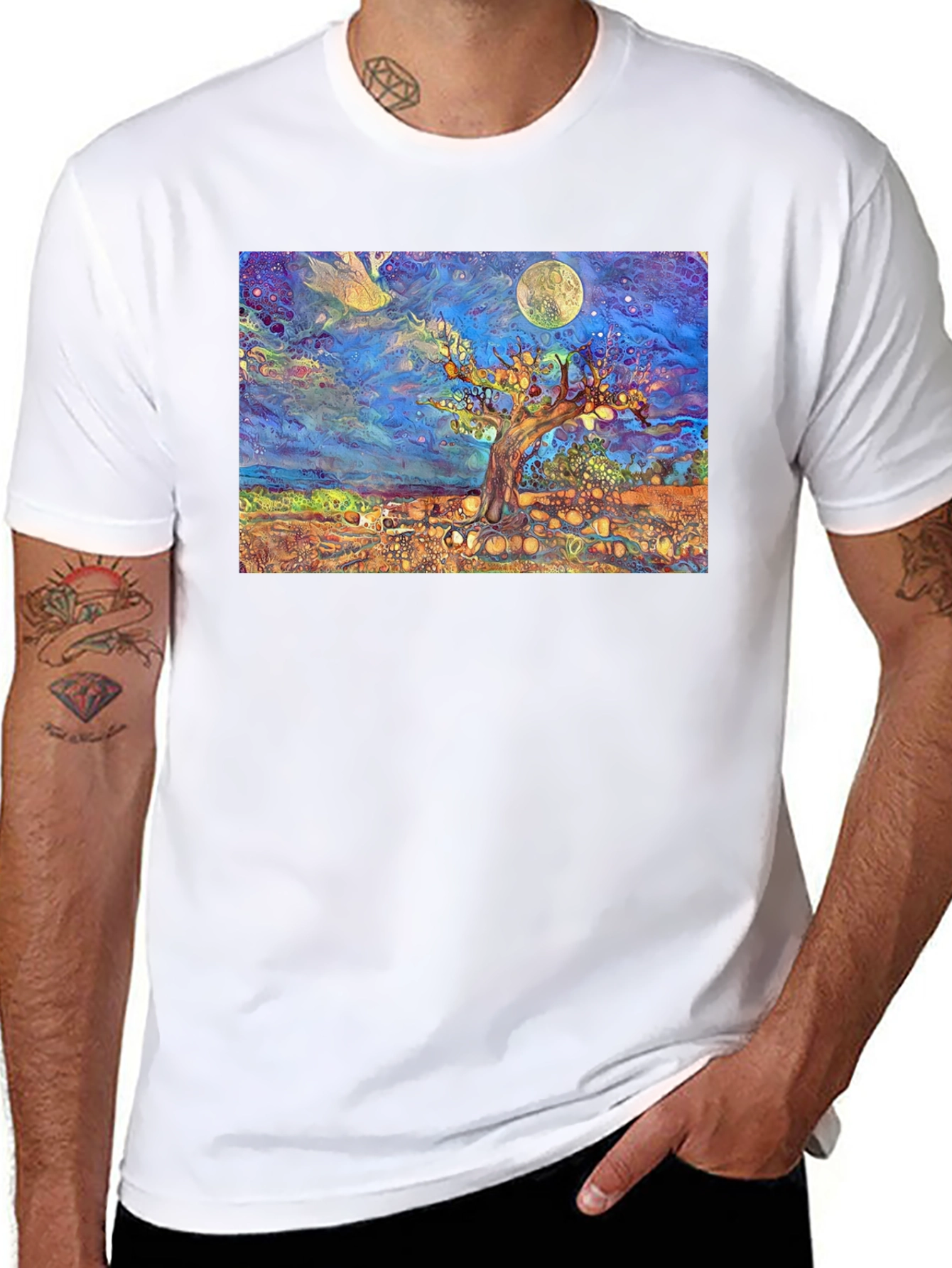 Black Psychedelic Tree of Life Graphic Tee view 8