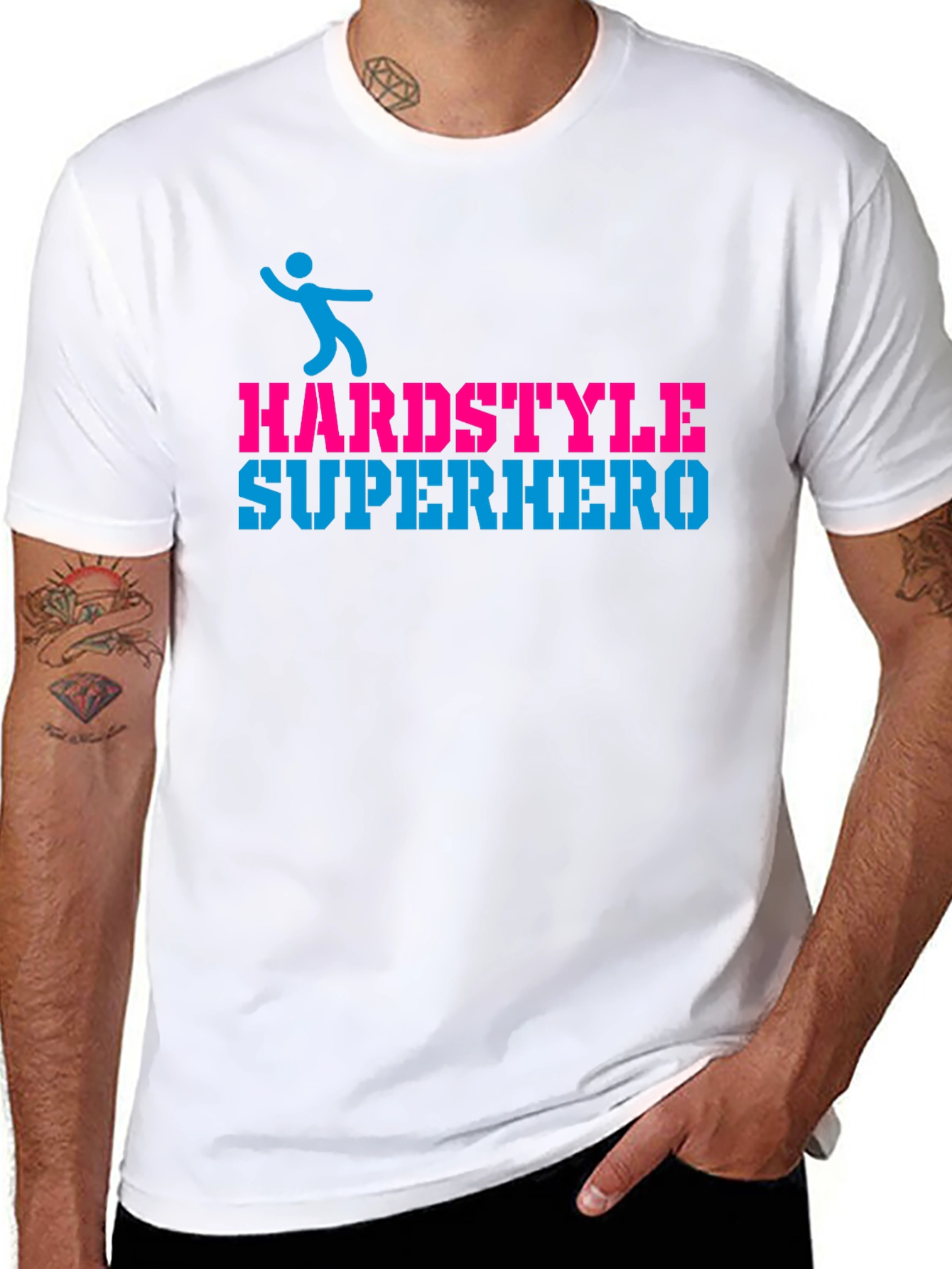 Black Hardstyle Superhero Black Graphic T-Shirt view 8