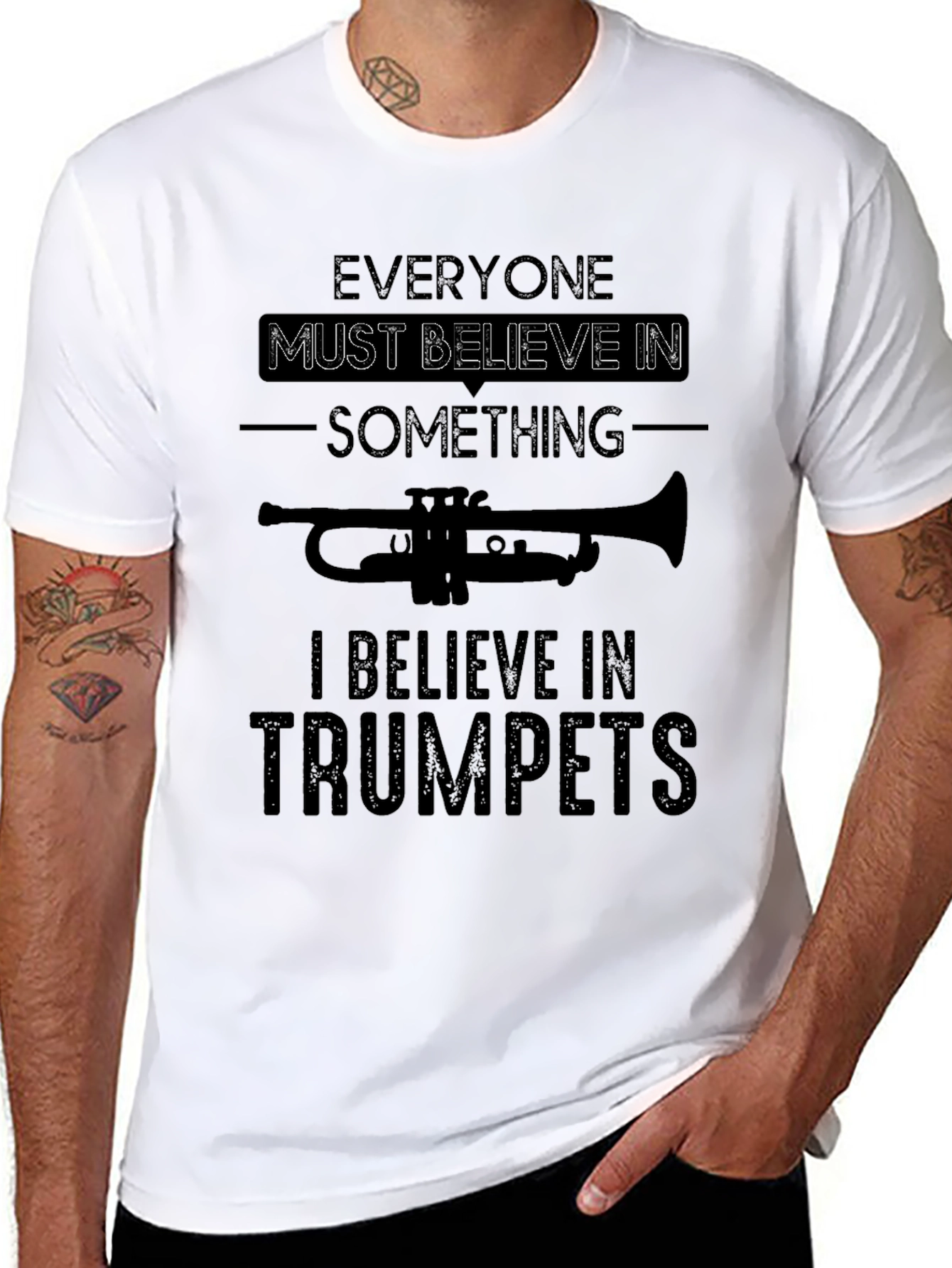 Black Trumpet Believer Graphic T-Shirt view 8