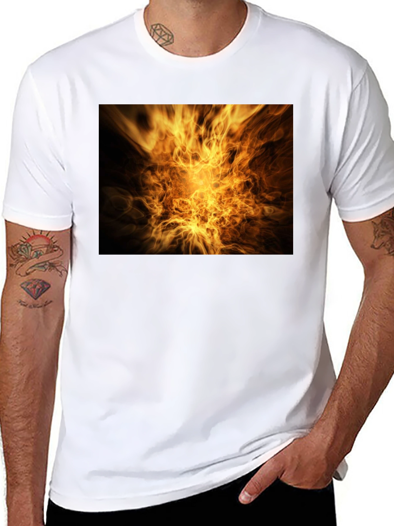 Black Fiery Vortex Graphic Tee - Bold Black T-Shirt view 8