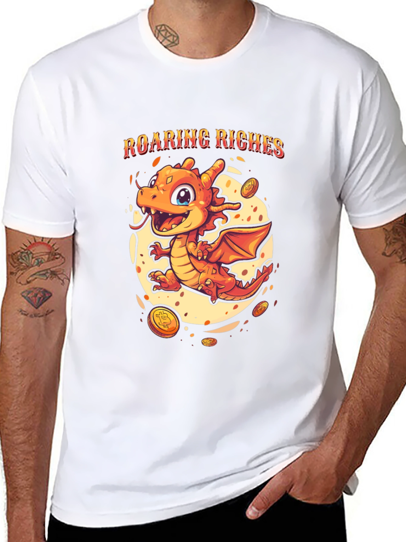 Black Roaring Riches Dragon Graphic T-Shirt view 8