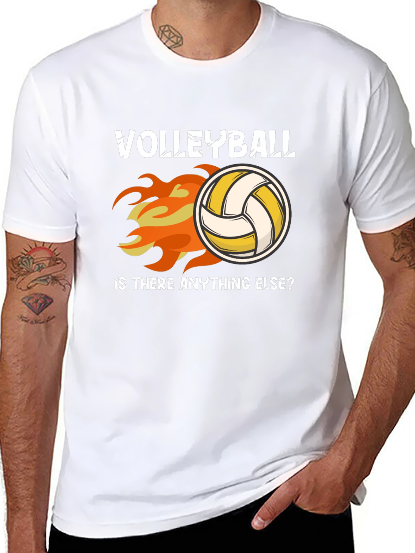 Black Volleyball Flames Graphic T-Shirt view 8