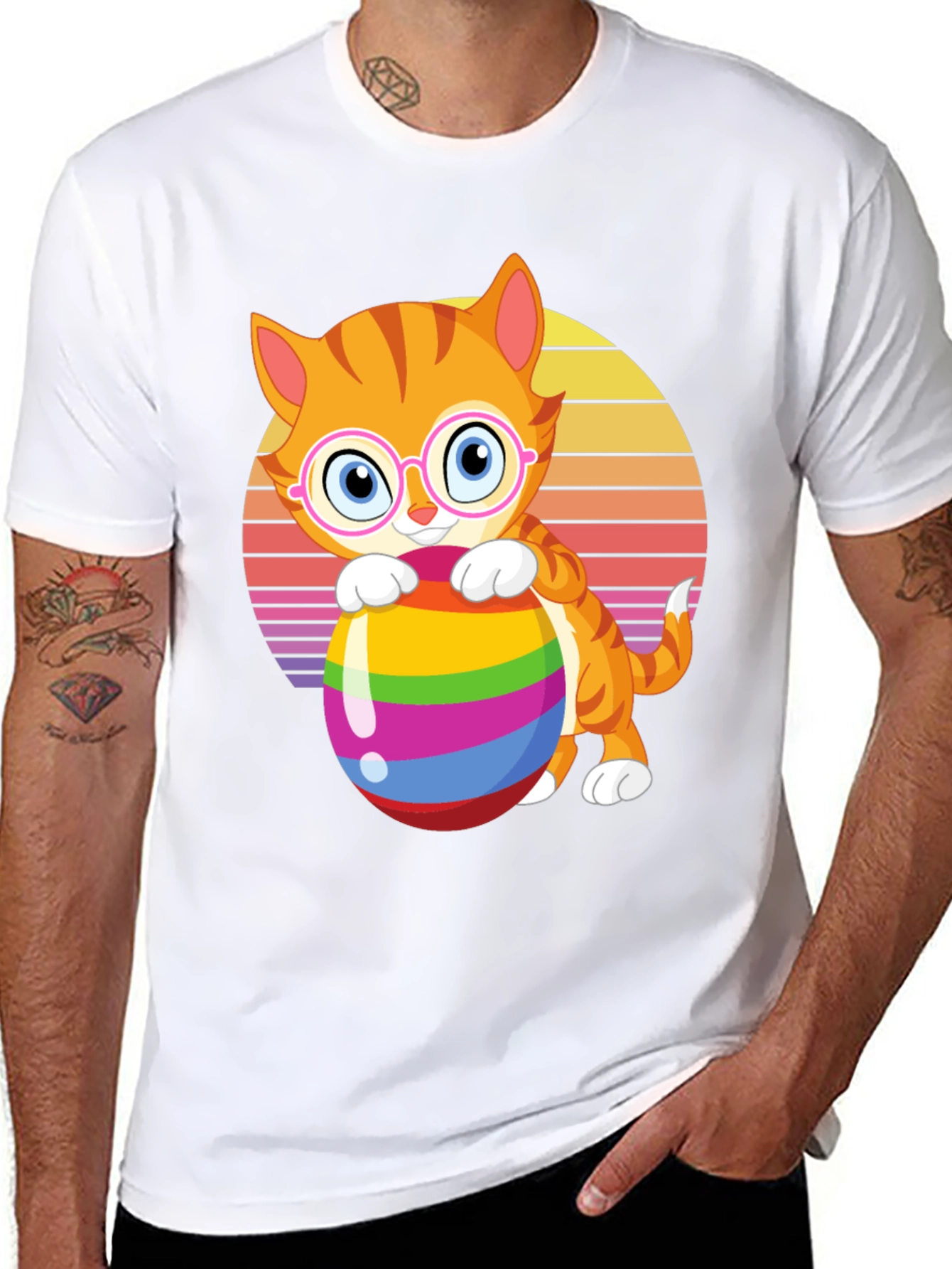 Black Cat with Easter Egg Graphic Tee view 8