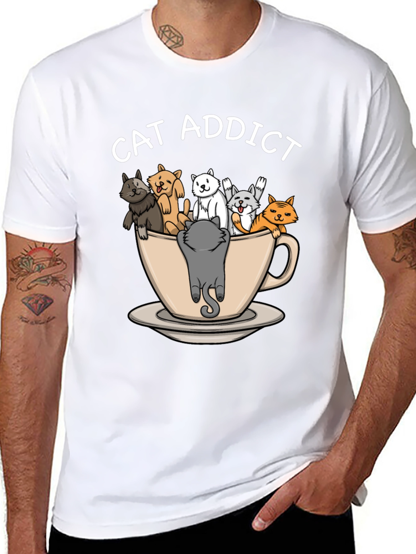 Black Cat Addict T-Shirt - Funny Cat Lover Tee view 8