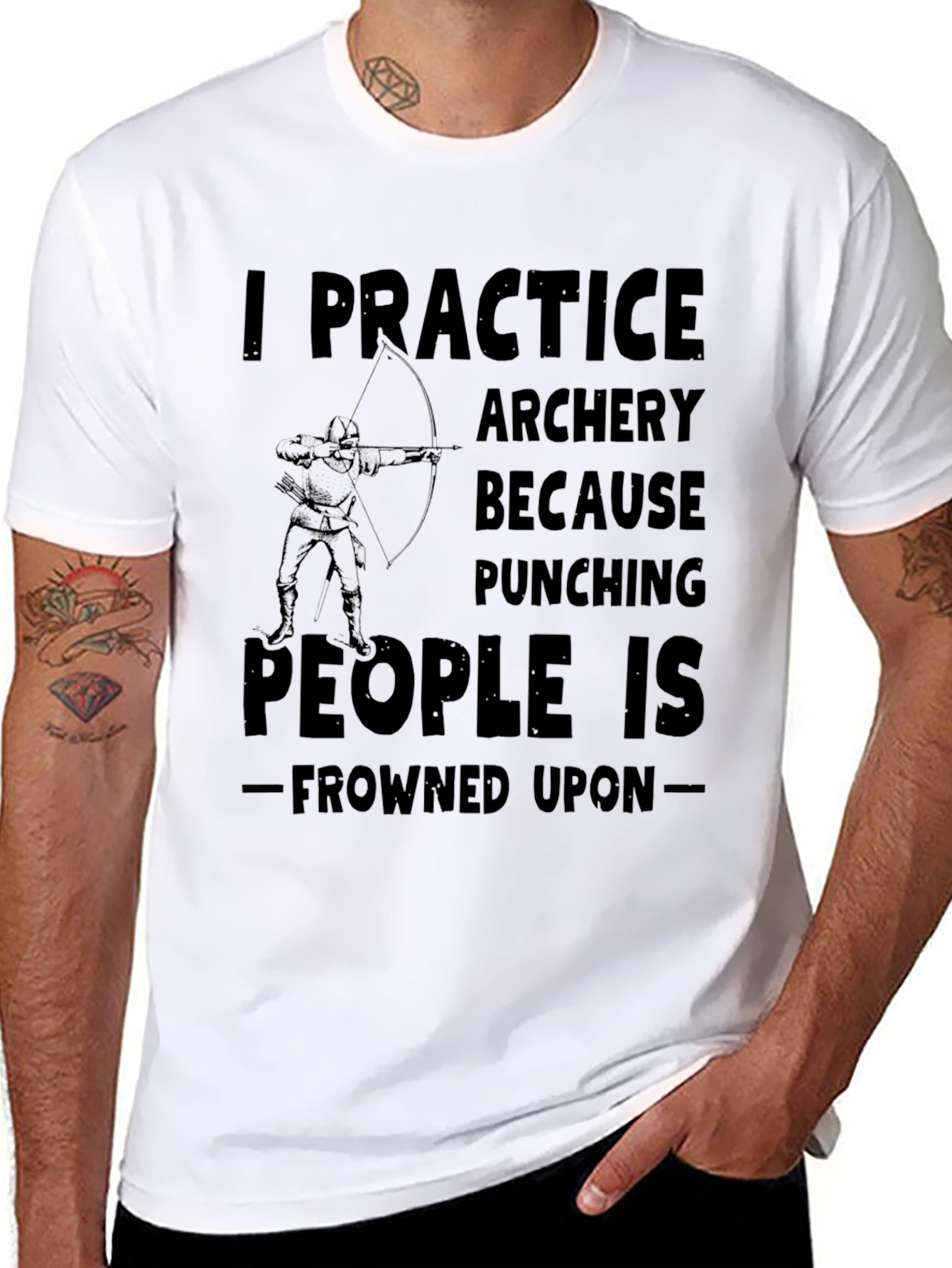 Black Archery Practice Tee - Punching Frowned Upon view 8