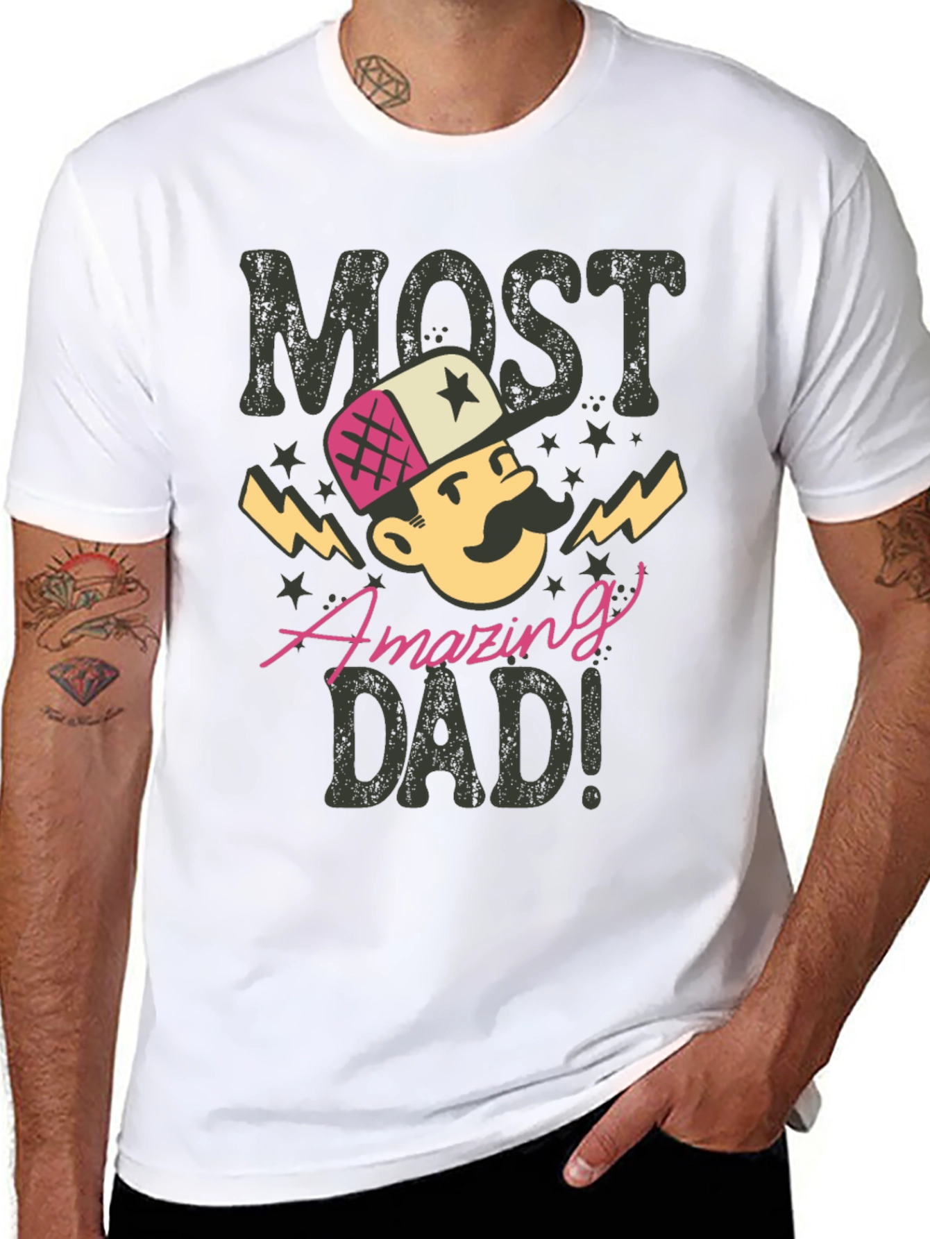 Black Most Amazing Dad T-Shirt - Novelty Gift for Father's Day! view 8