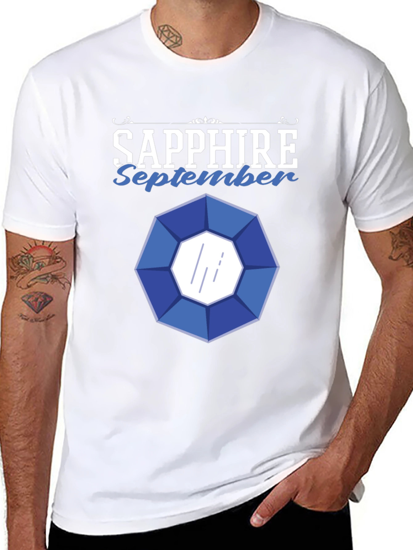 Black Sapphire September Gemstone Graphic T-Shirt view 8