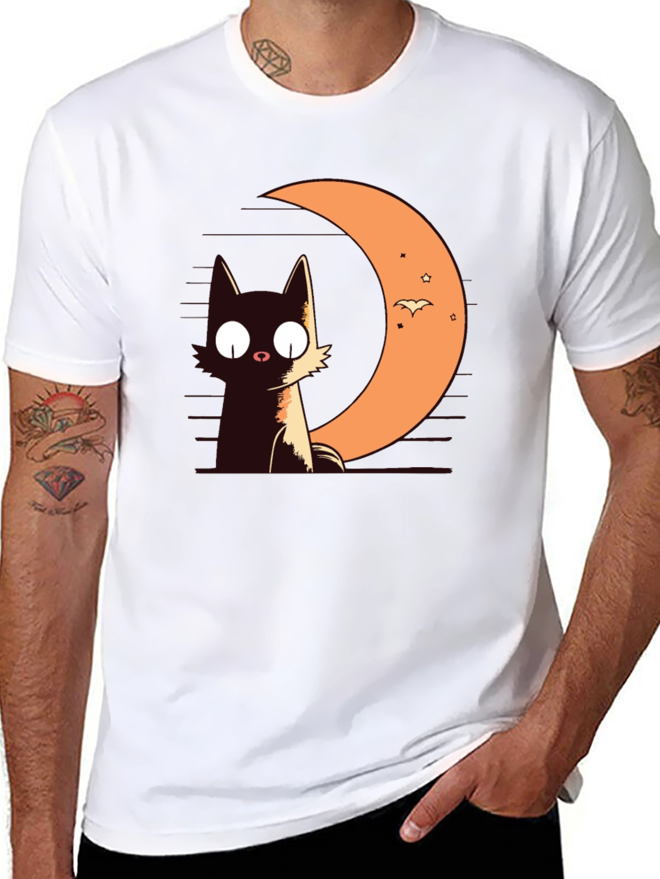 Black Cat Moon Graphic Tee - 8