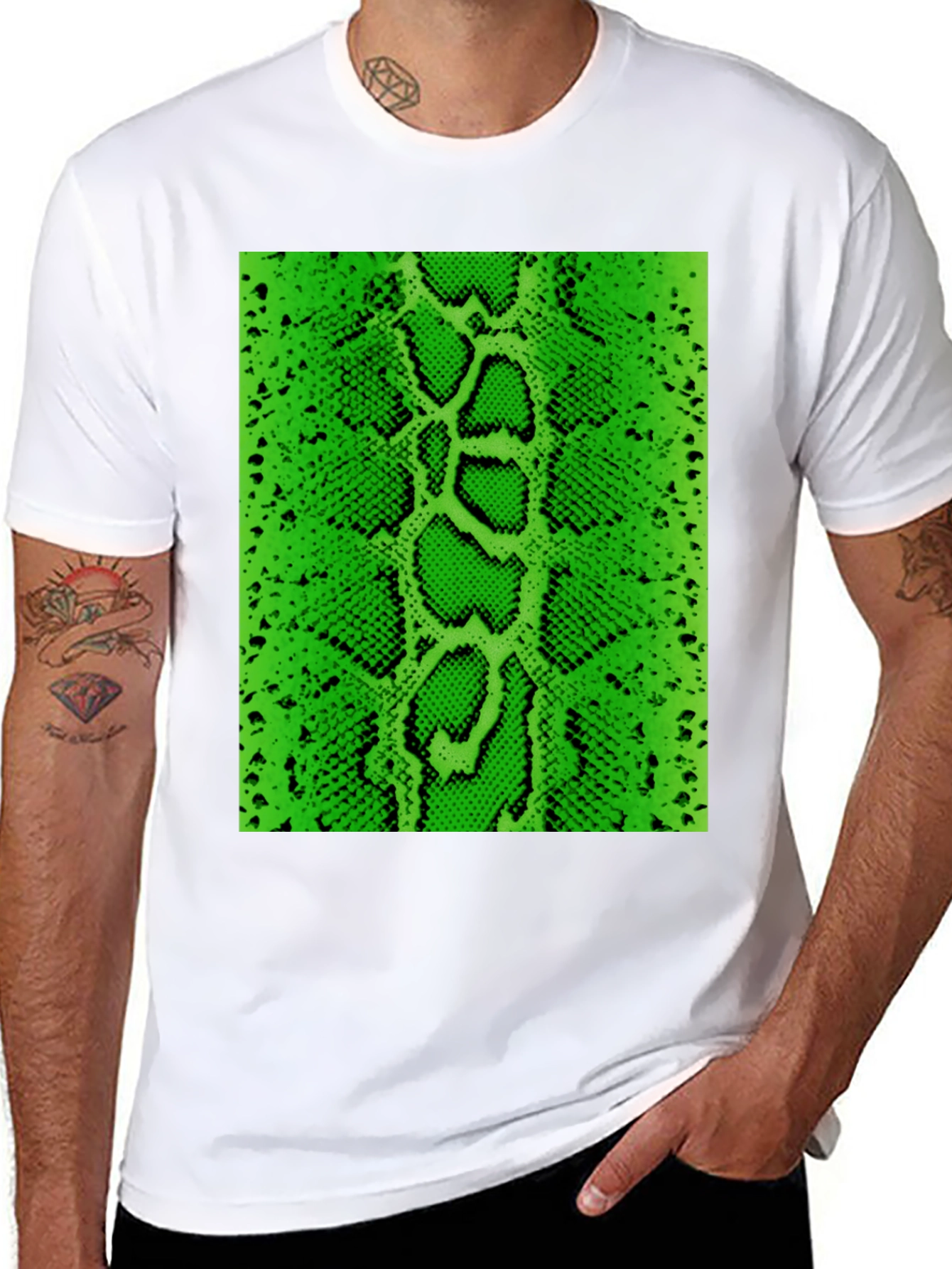 Black Green Snake Skin Graphic Tee - Bold Fashion Statement view 8