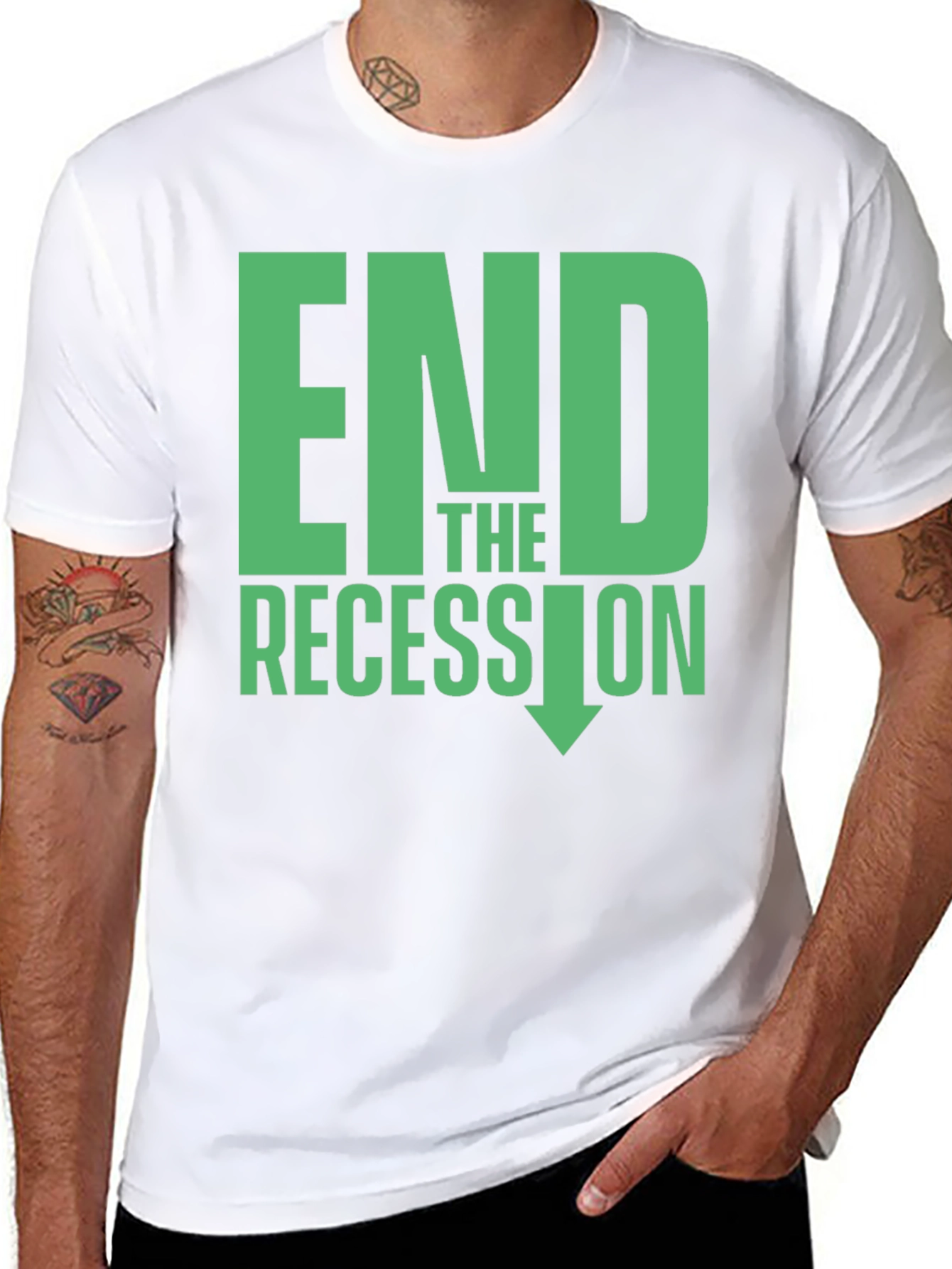 Black End the Recession Graphic T-Shirt view 8