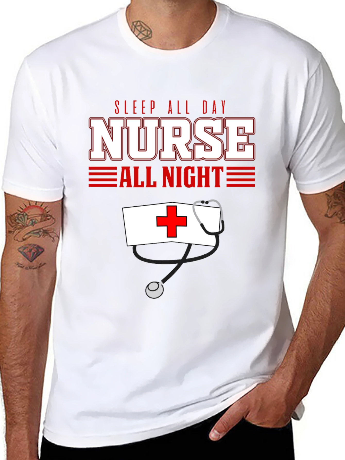 Black Sleep All Day Nurse All Night T-Shirt view 8