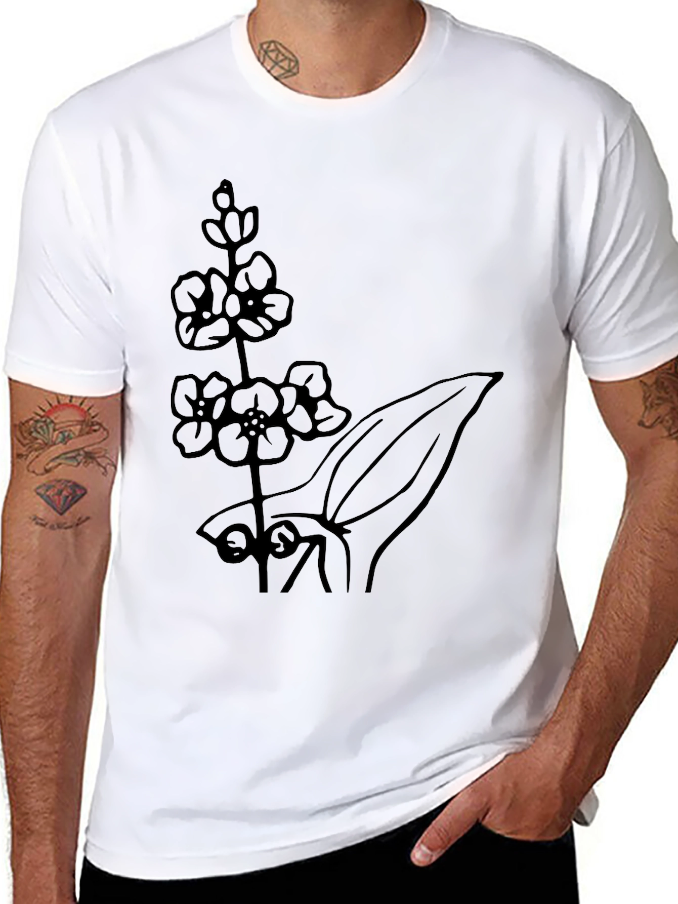 Black Floral Graphic Black T-Shirt view 8