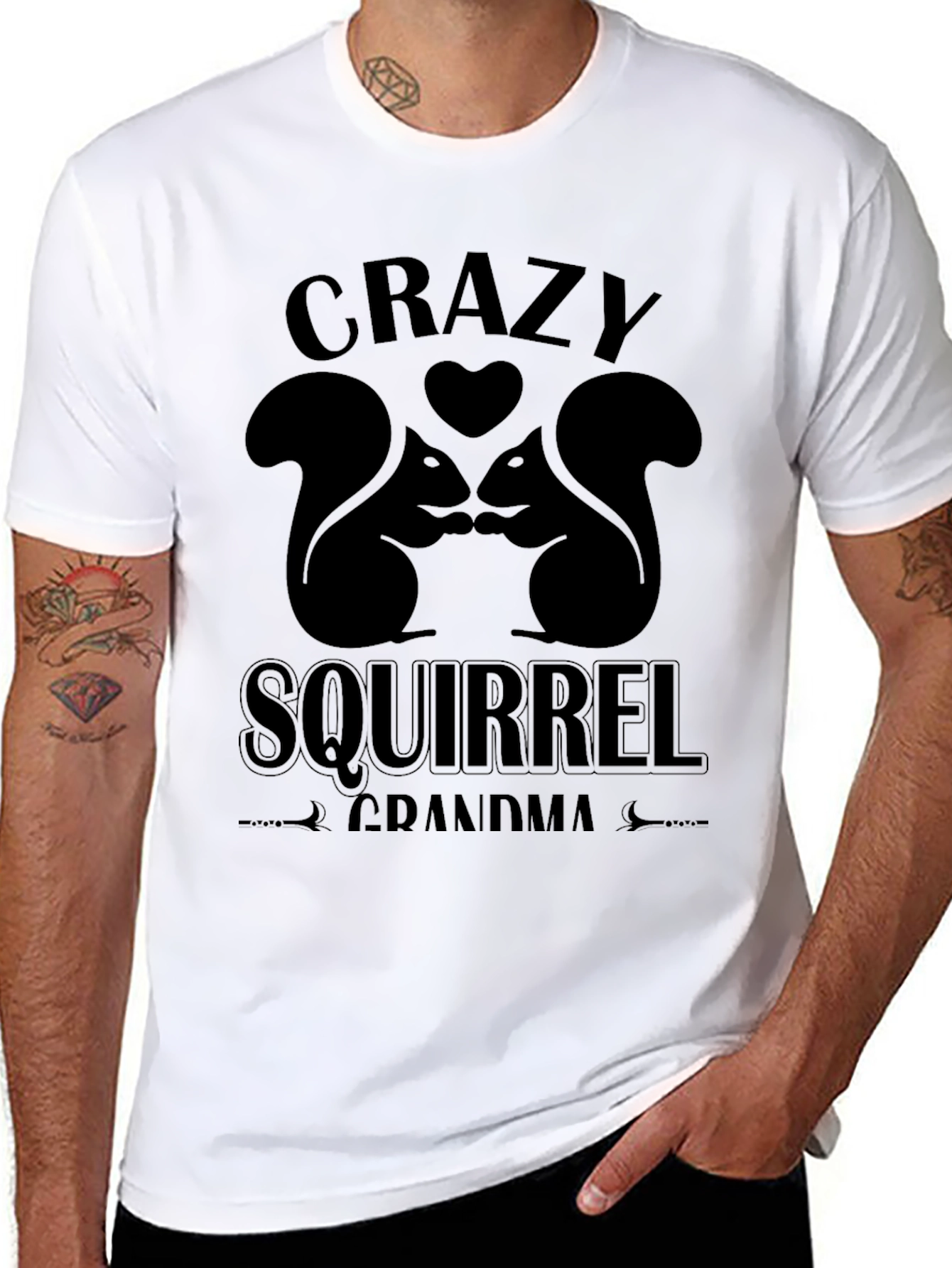 Crazy Squirrel Grandma Black T-Shirt - 8