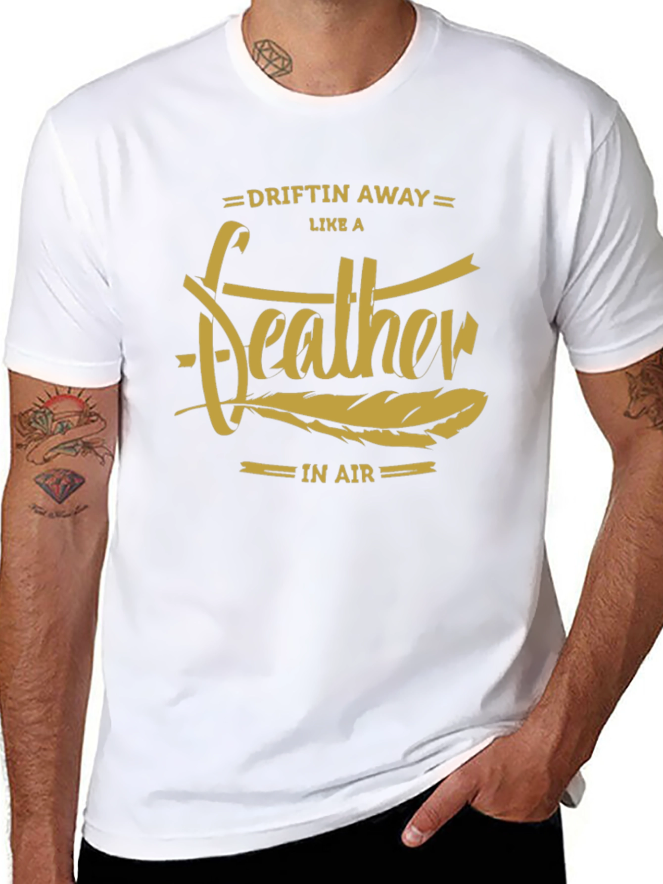 Black Driftin' Away Feather Graphic T-Shirt view 8