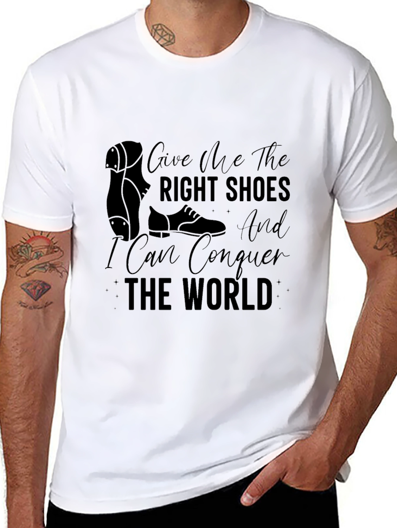 Black Right Shoes T-Shirt: Conquer the World in Style view 8
