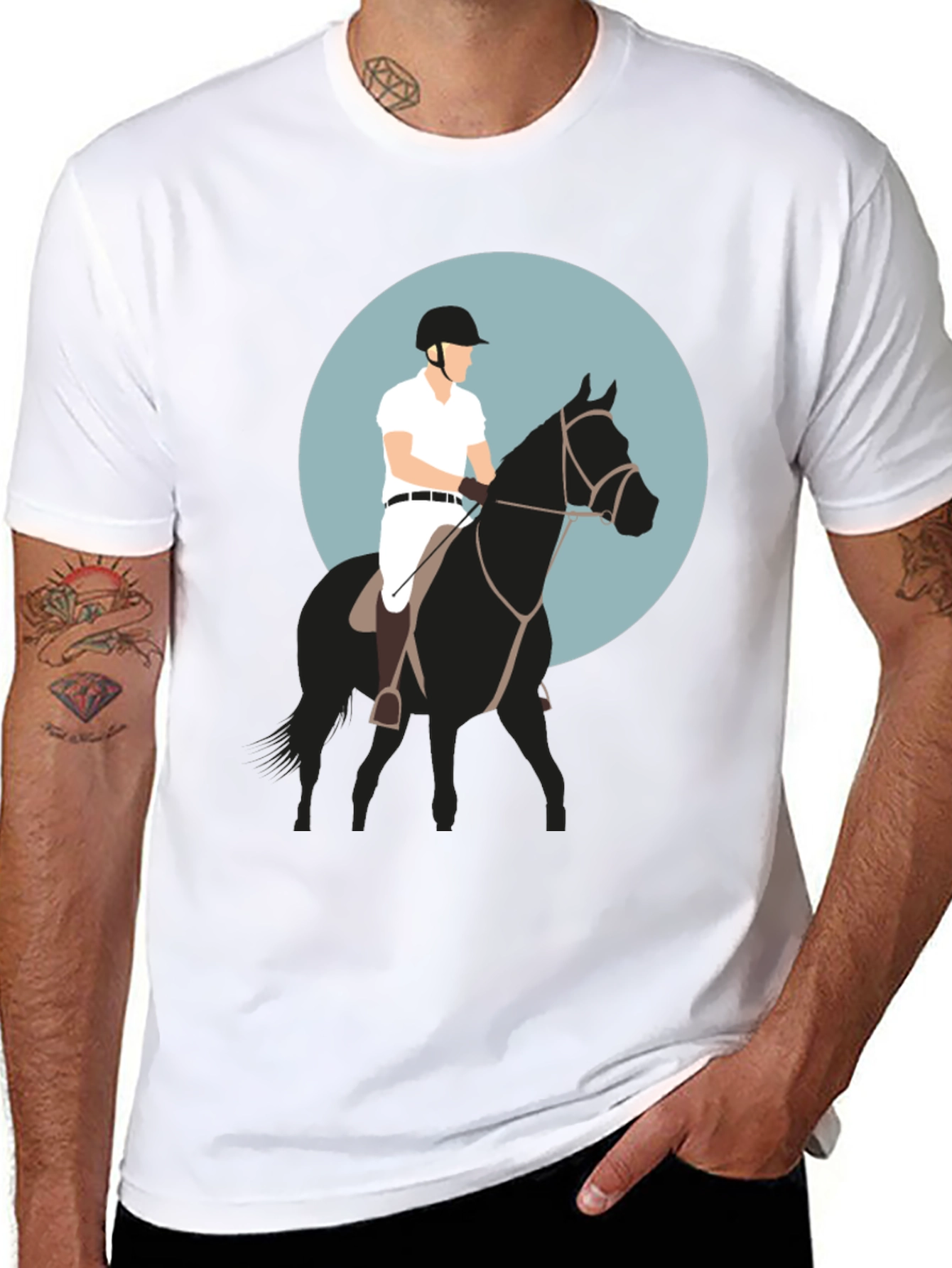 Black Equestrian Rider Graphic Tee - Black T-Shirt view 8