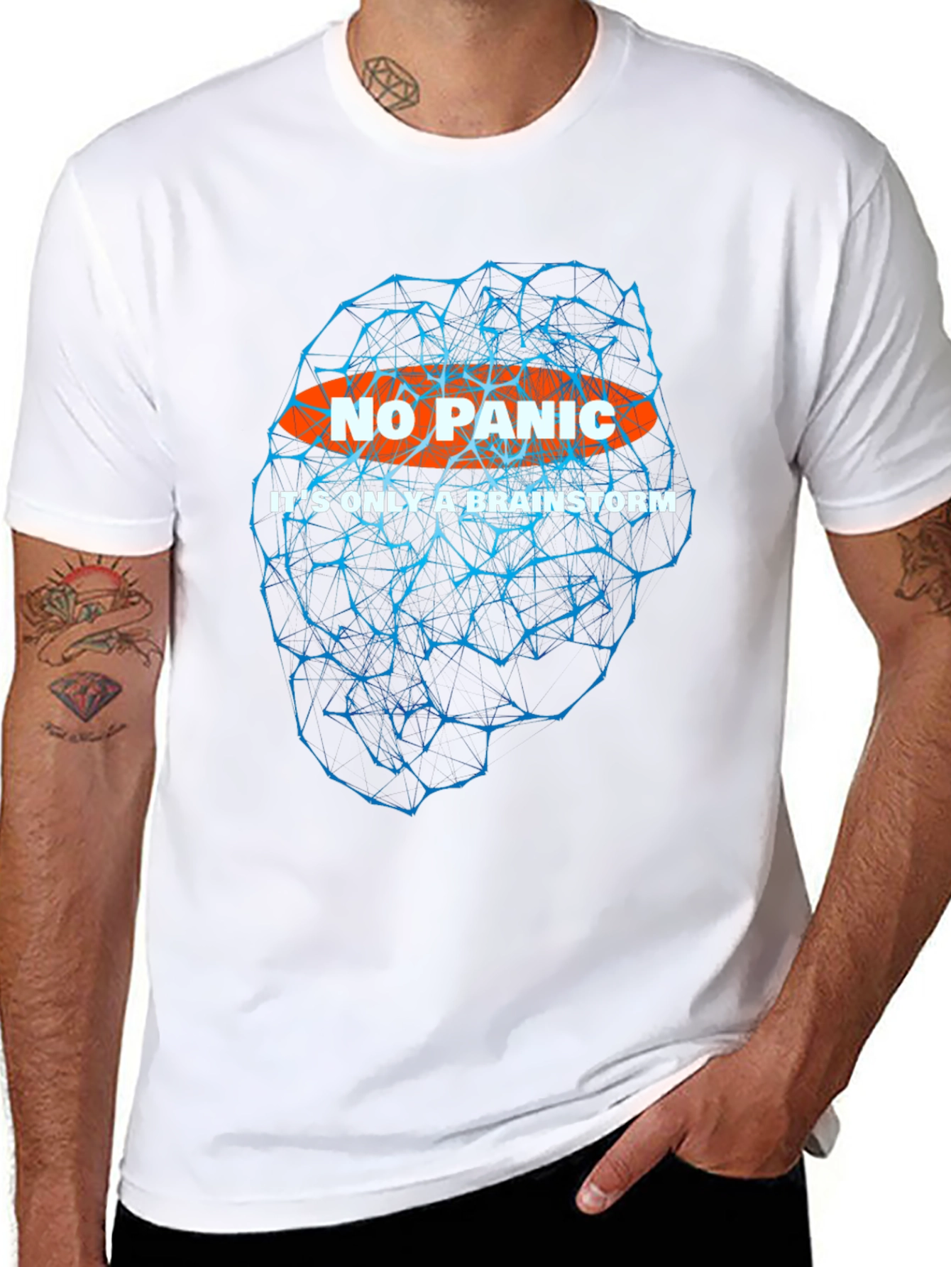 Black No Panic Brainstorm T-Shirt - Black Graphic Tee view 8
