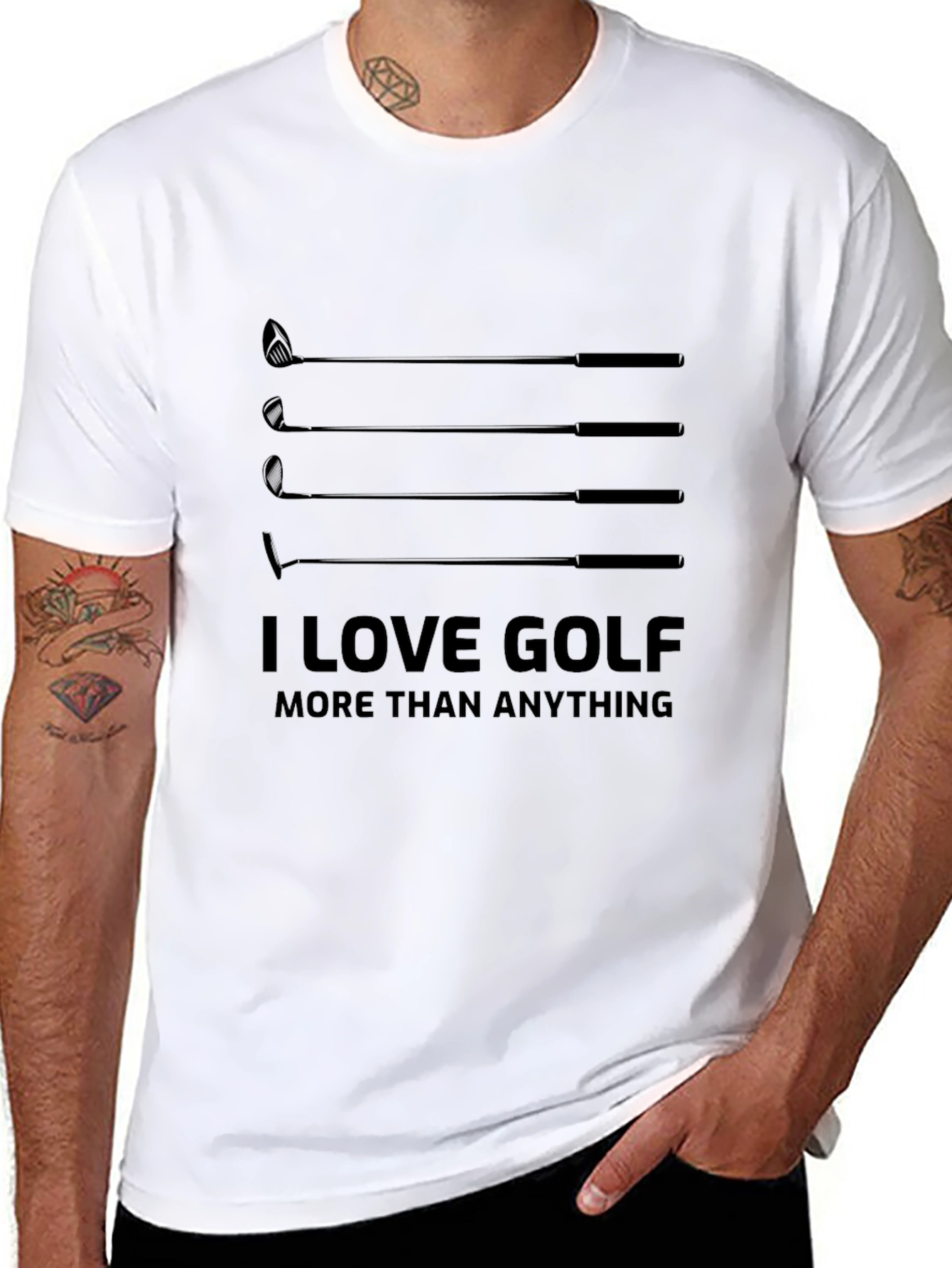 Black I Love Golf T-Shirt - Golf Clubs & Humorous Saying view 8