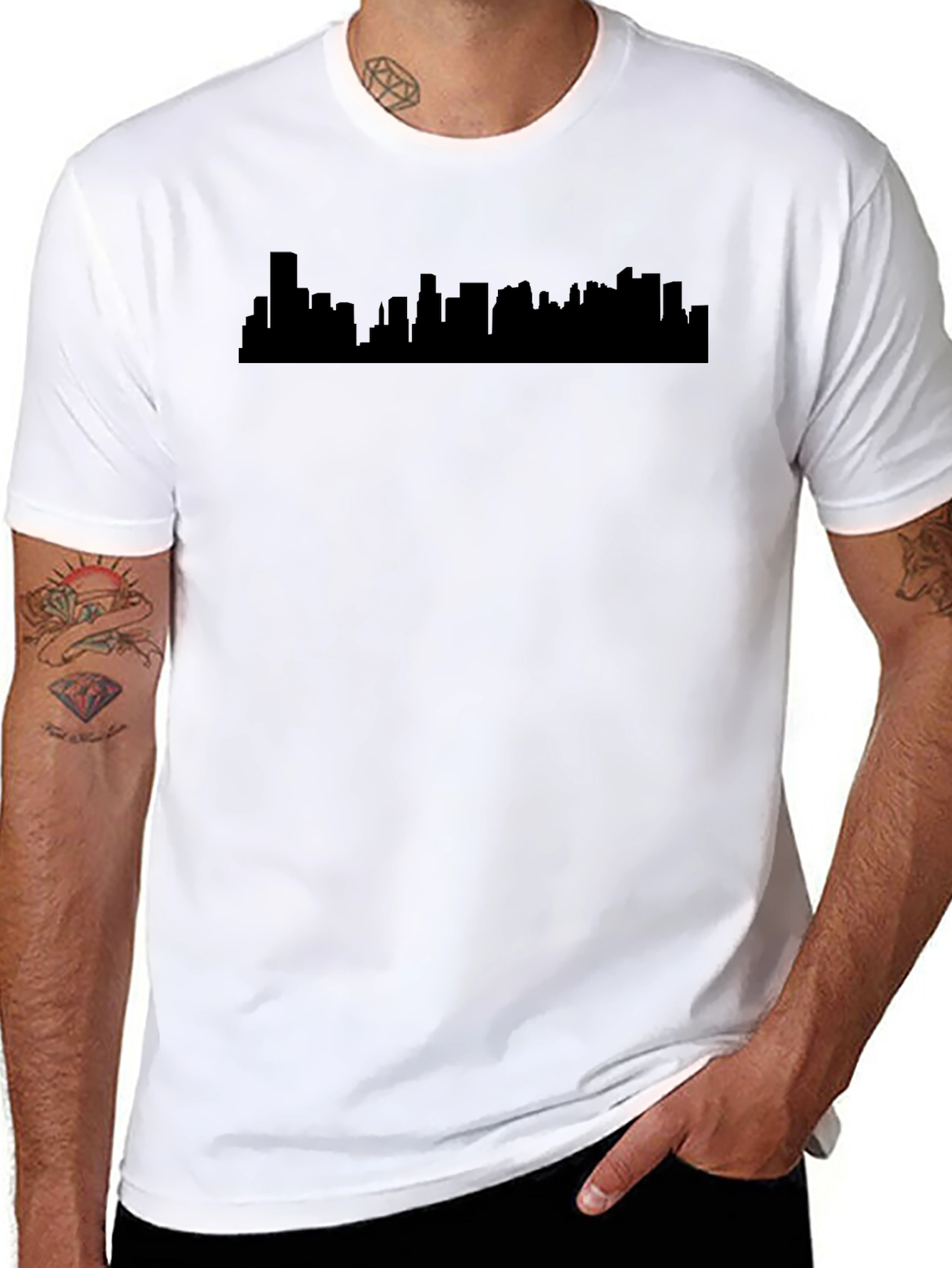 Black Cityscape Silhouette Tee - Modern Urban Style view 8