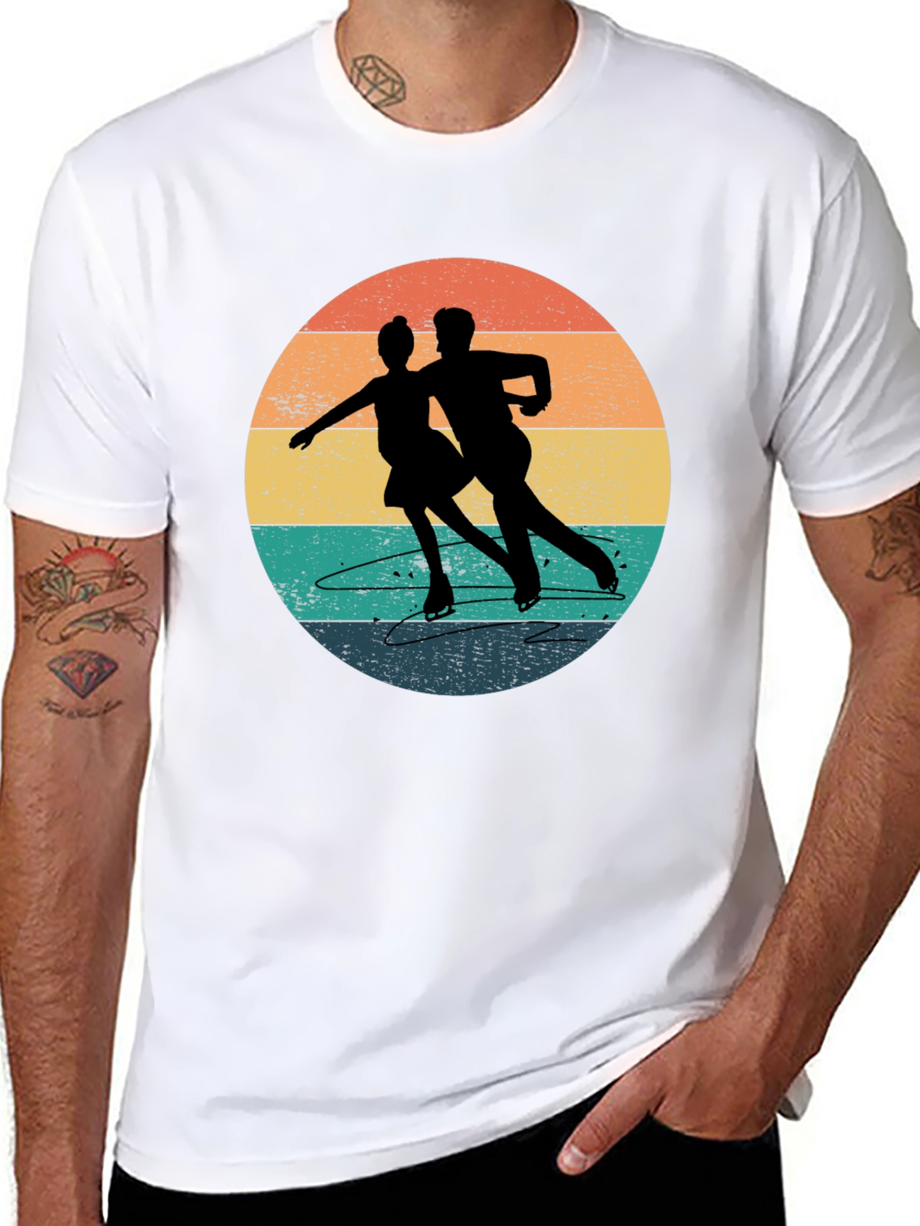 Black Vintage Figure Skating T-Shirt - Retro Style view 8