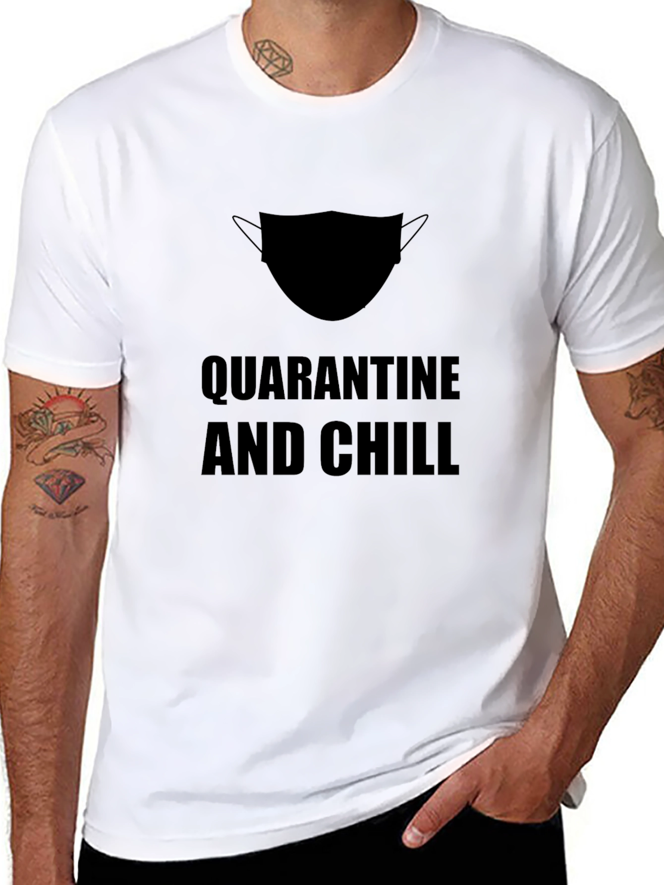 Black Quarantine and Chill T-Shirt - Black view 8
