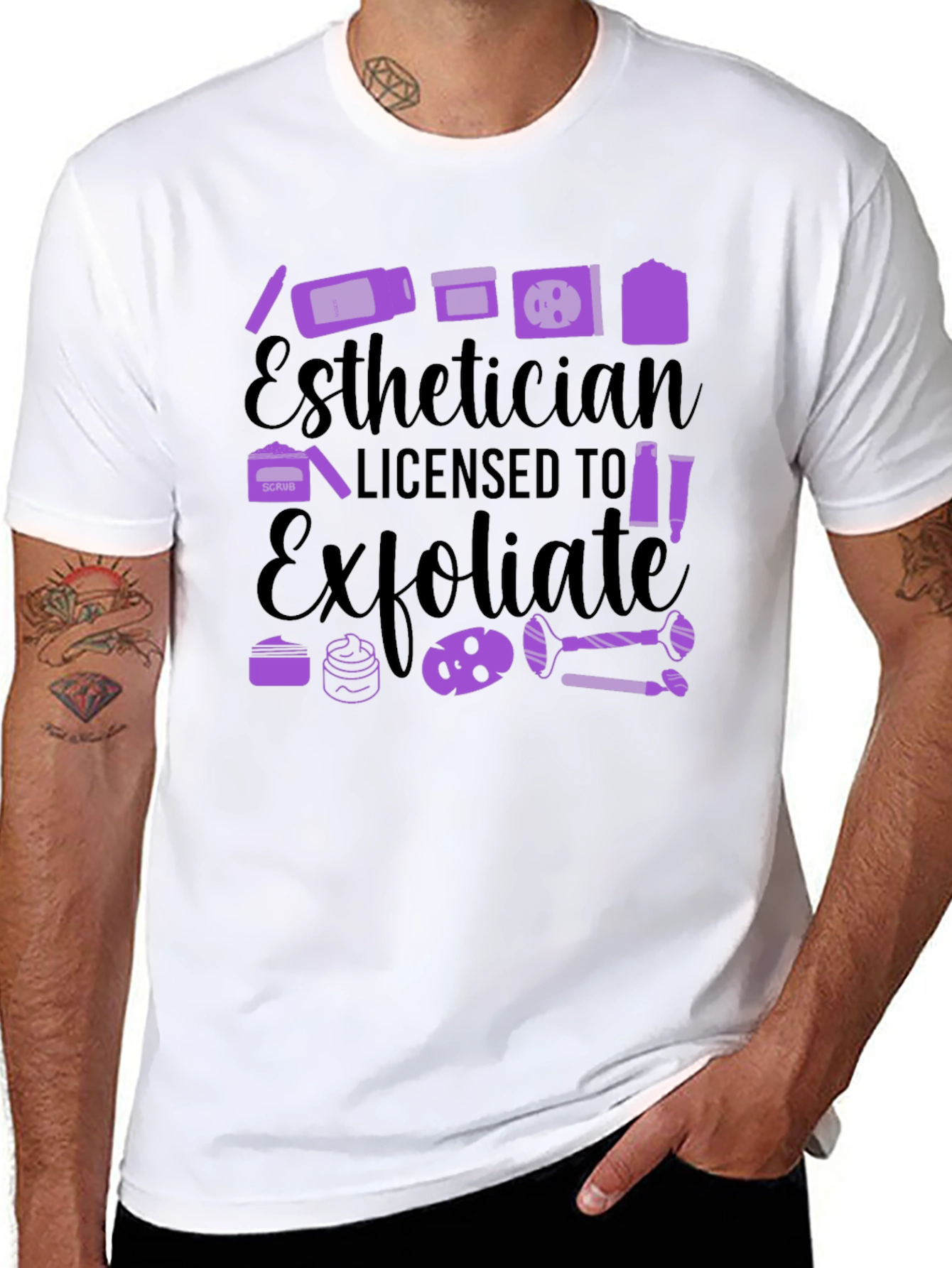 Black Esthetician Licensed to Exfoliate T-Shirt view 8