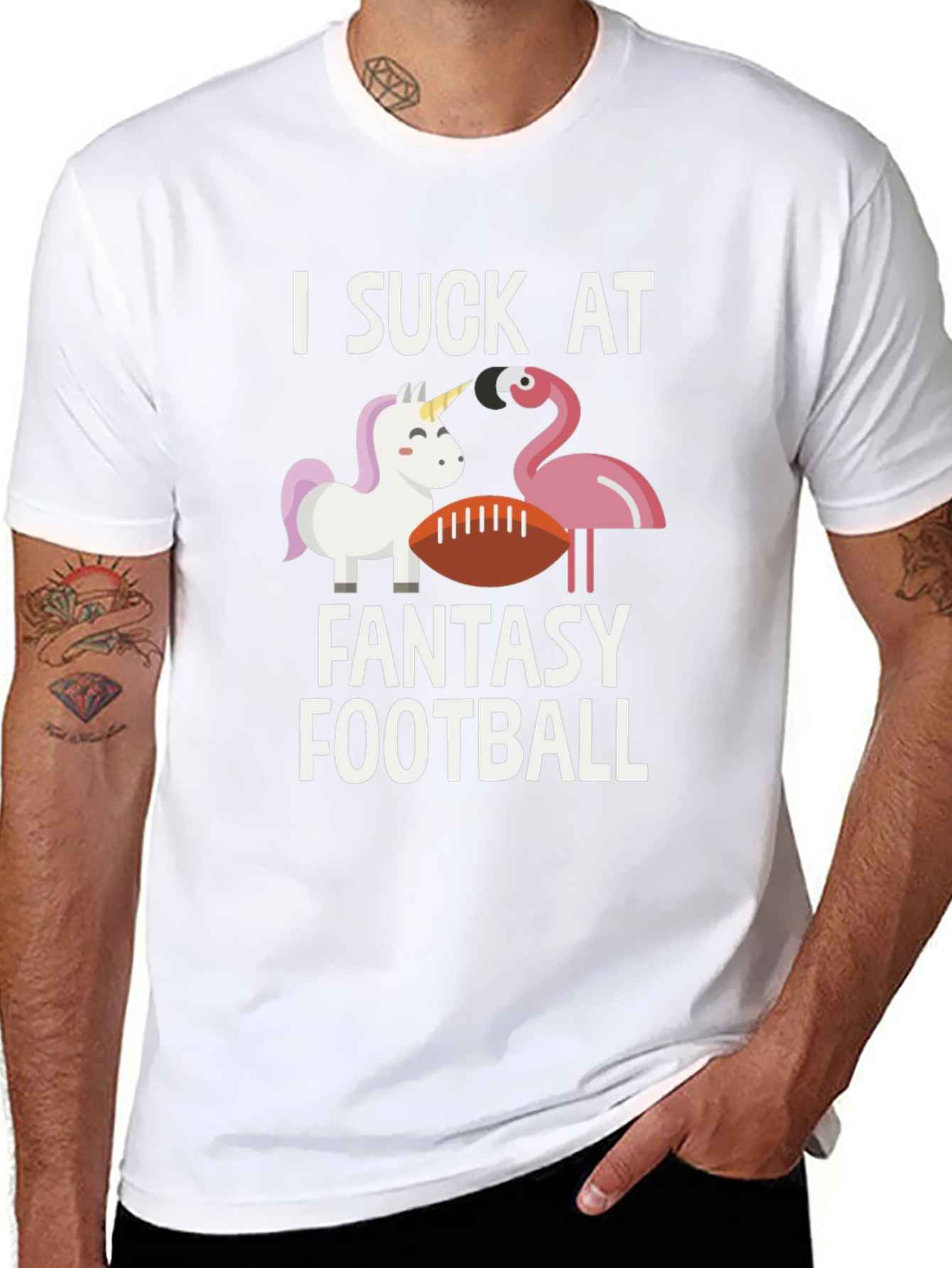 Black I Suck at Fantasy Football T-Shirt view 8
