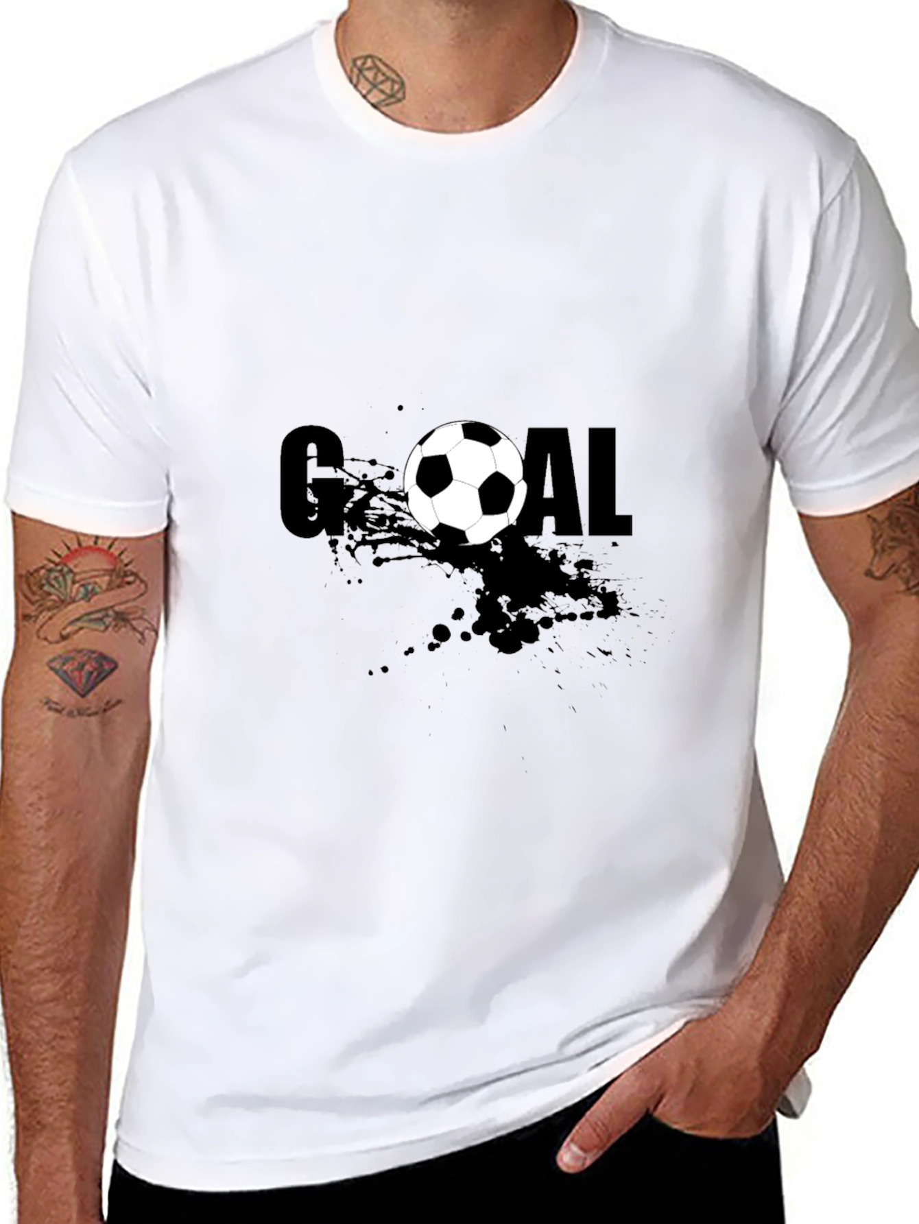 Black Goal T-Shirt Soccer Ball Design view 8