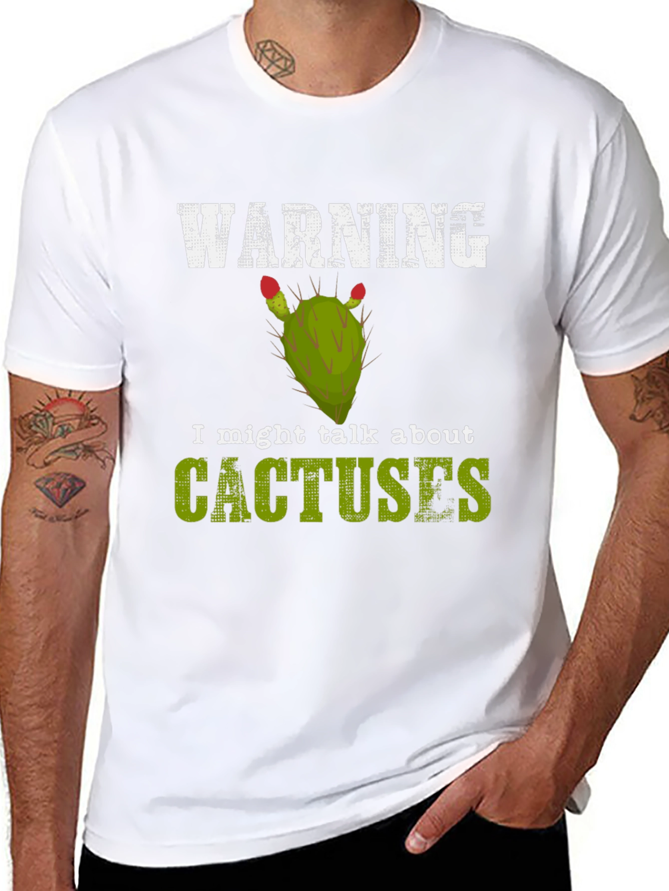 Black Warning: I Might Talk About Cactuses T-Shirt view 8