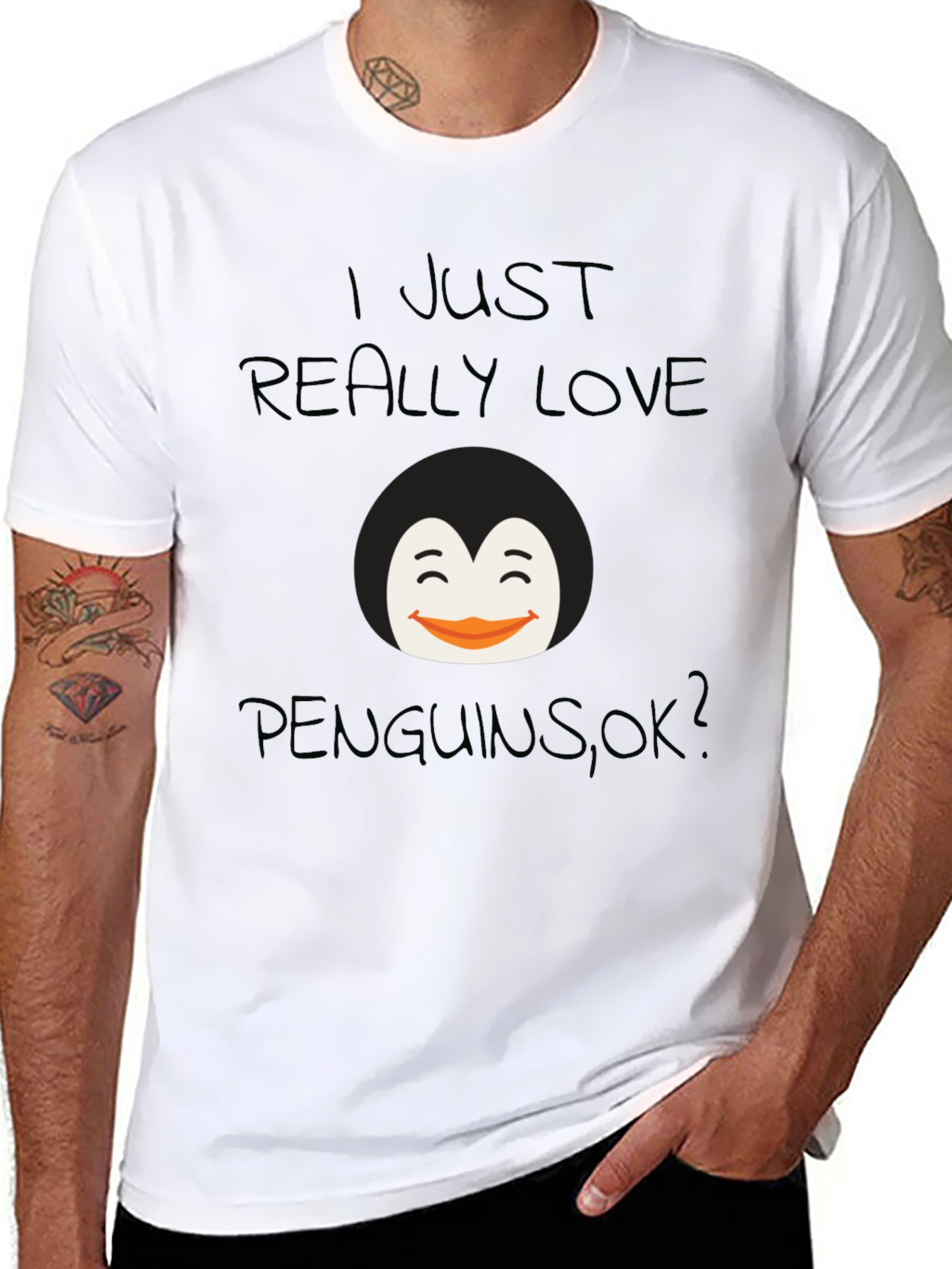 Black Penguin Lover's Black T-Shirt view 8