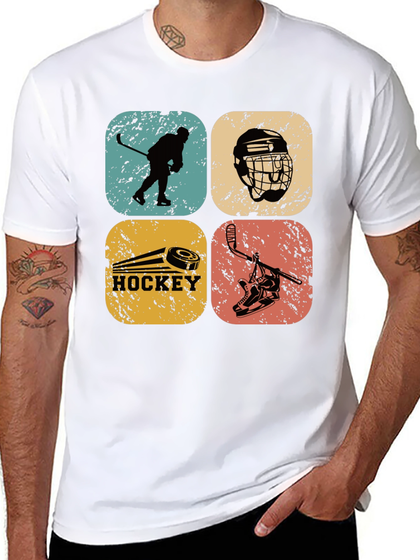 Black Vintage Hockey Graphic Tee - Retro Style view 8