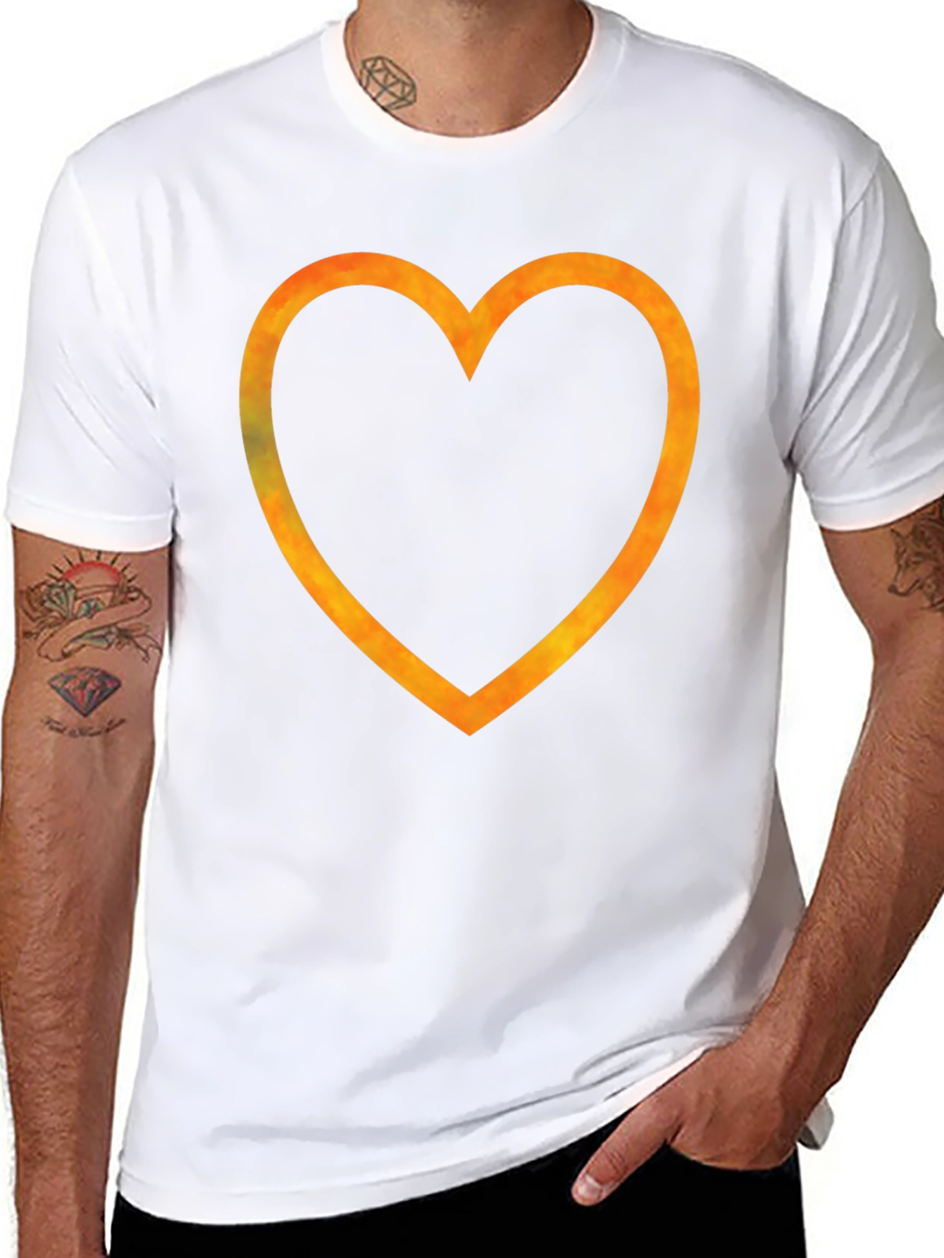 Black Heart Outline Graphic Tee - Trendy Style view 8