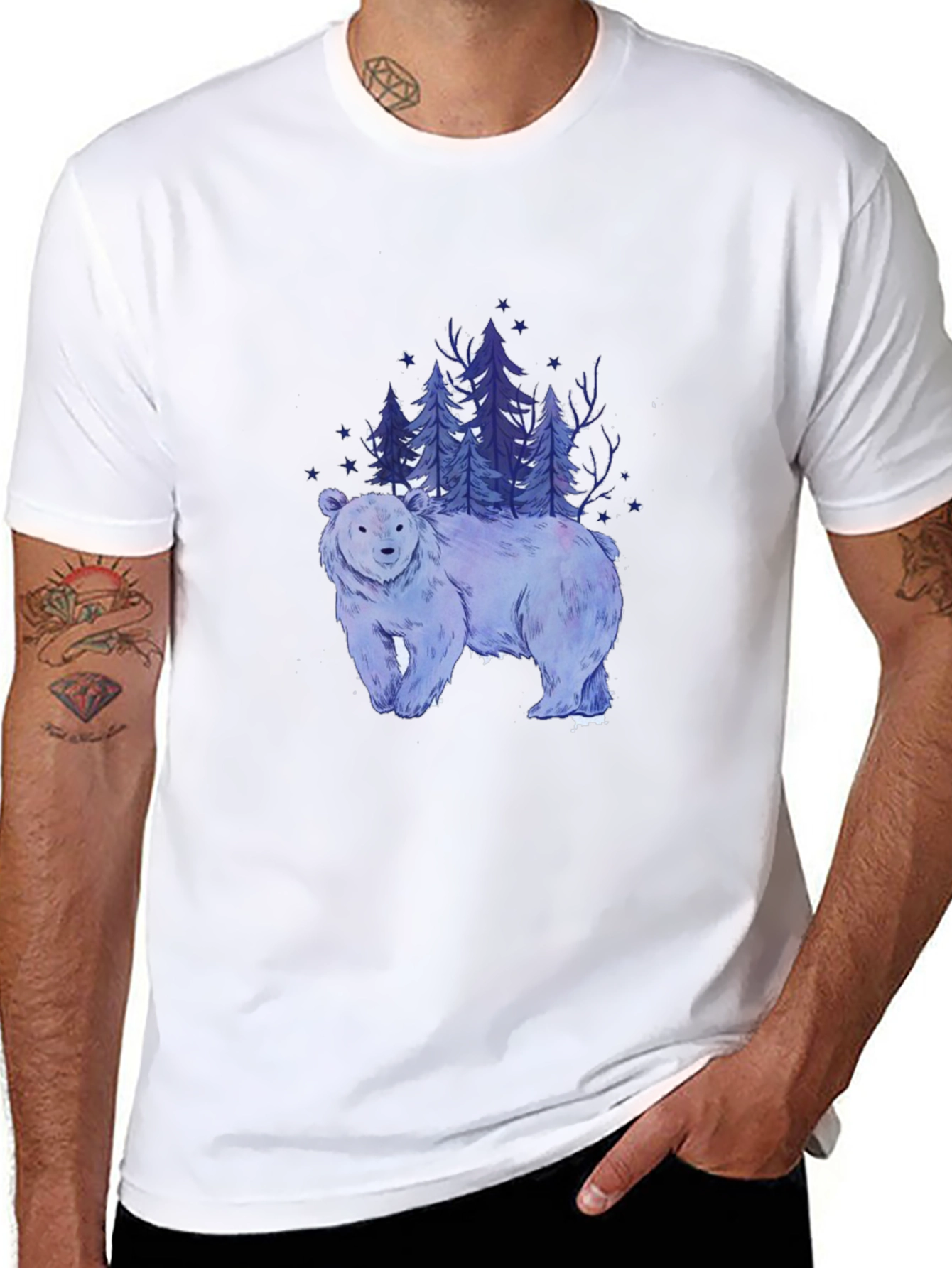 Black Bear & Forest Graphic T-Shirt view 8