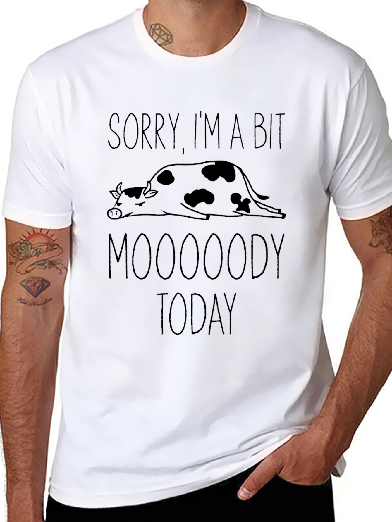 Black Moooody Today Graphic T-Shirt - Funny Cow Tee view 8