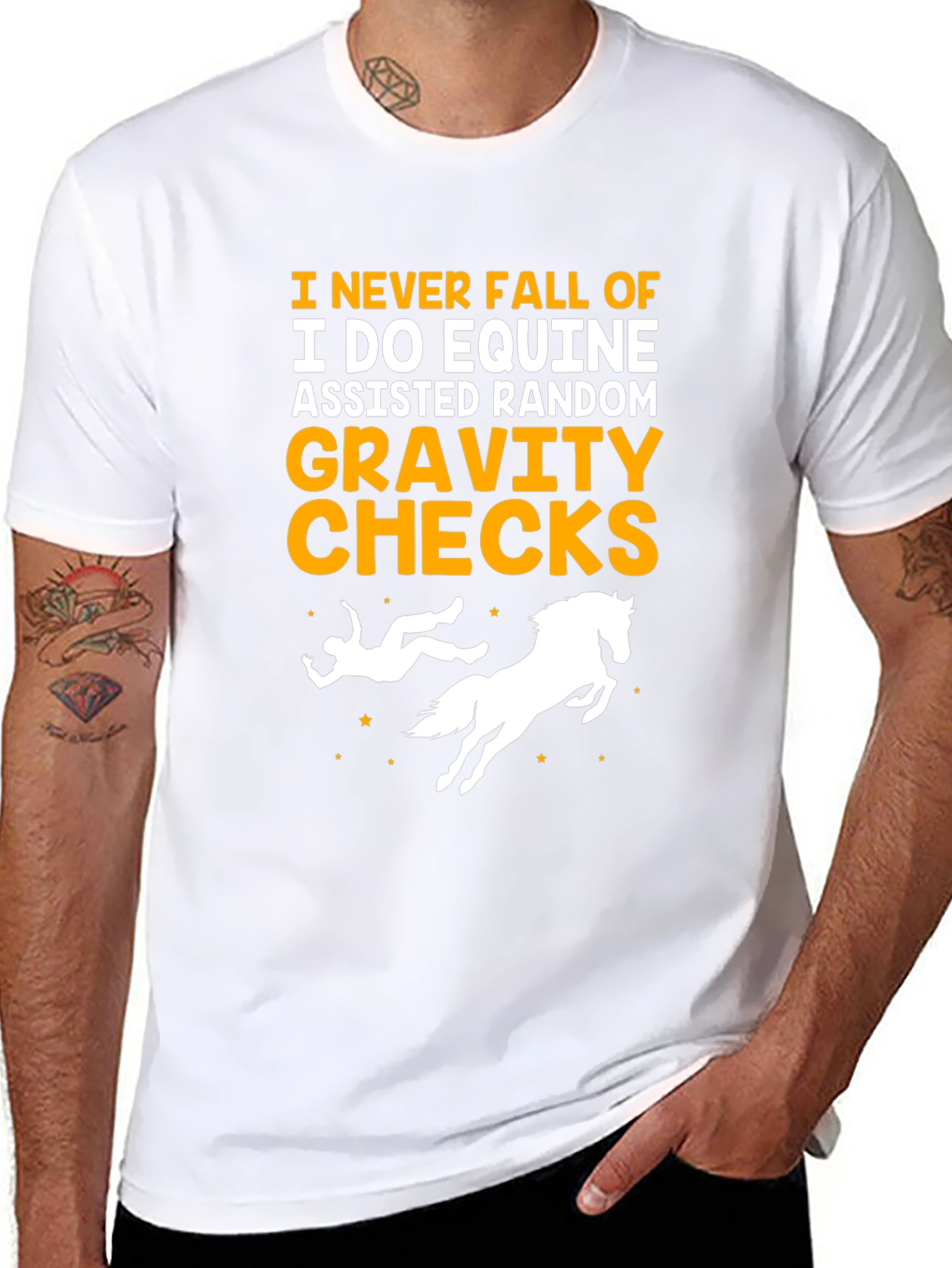 Black Equine Gravity Checks T-Shirt - Funny Horse Riding Gift view 8