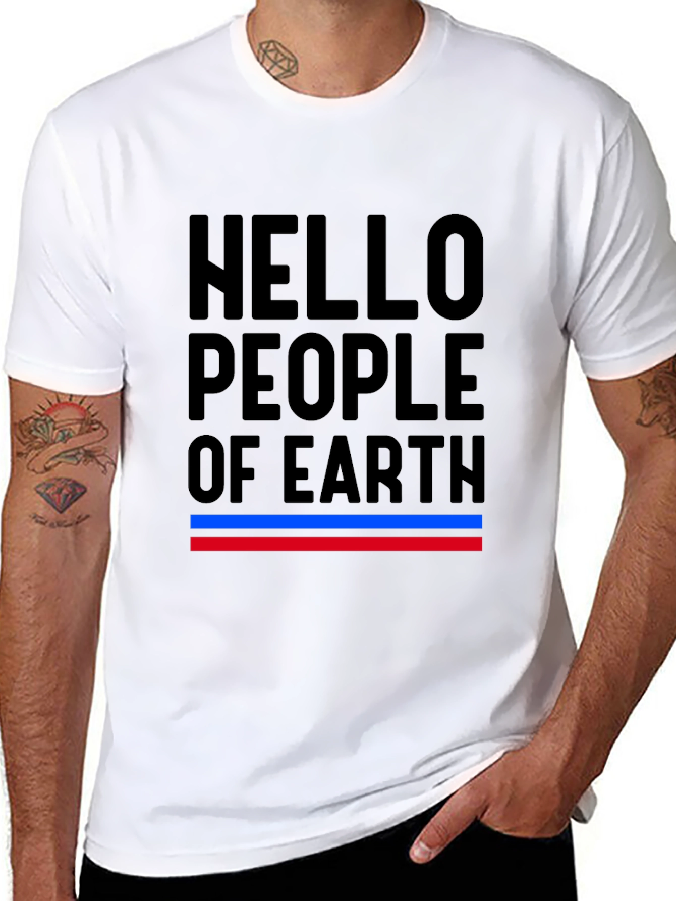 Black Hello People of Earth Graphic Tee view 8