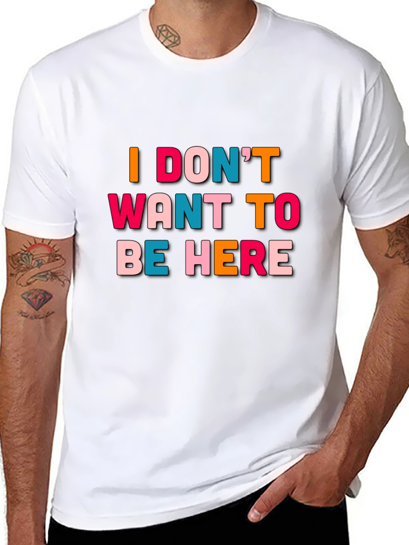 Black I Don't Want To Be Here Graphic Tee view 8