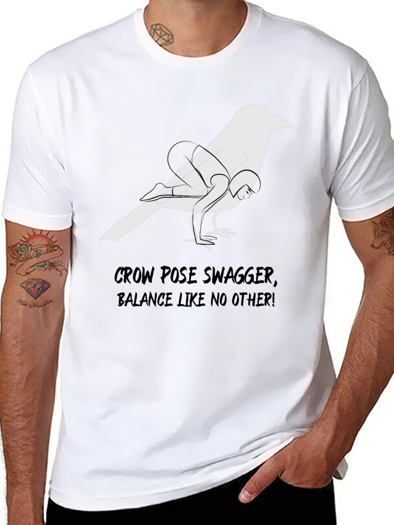 Black Crow Pose Swagger T-Shirt - Balance Like No Other view 8